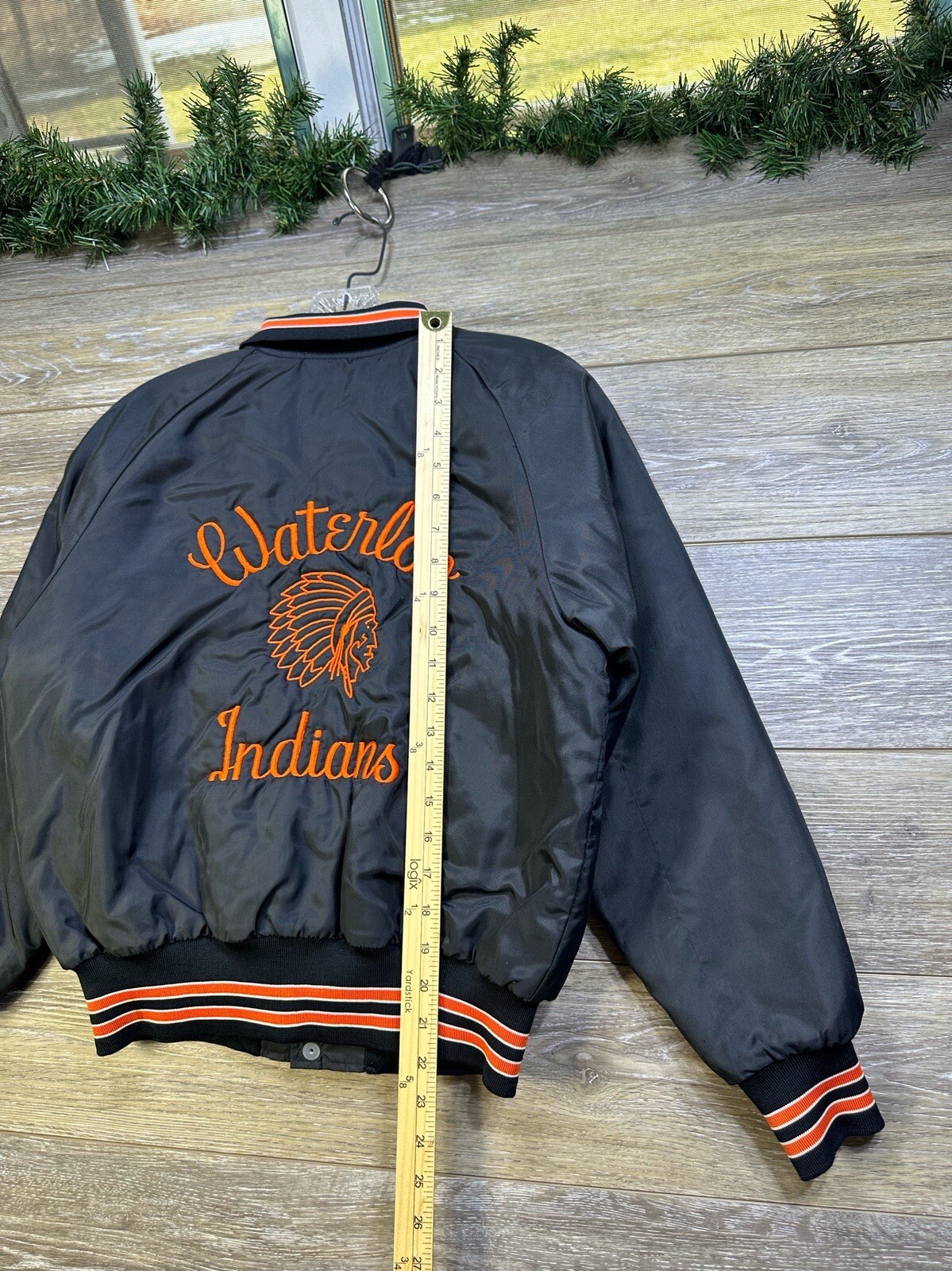 Waterloo Indians High School Satin Bomber Jacket Youth Large Don Alleson Vintage