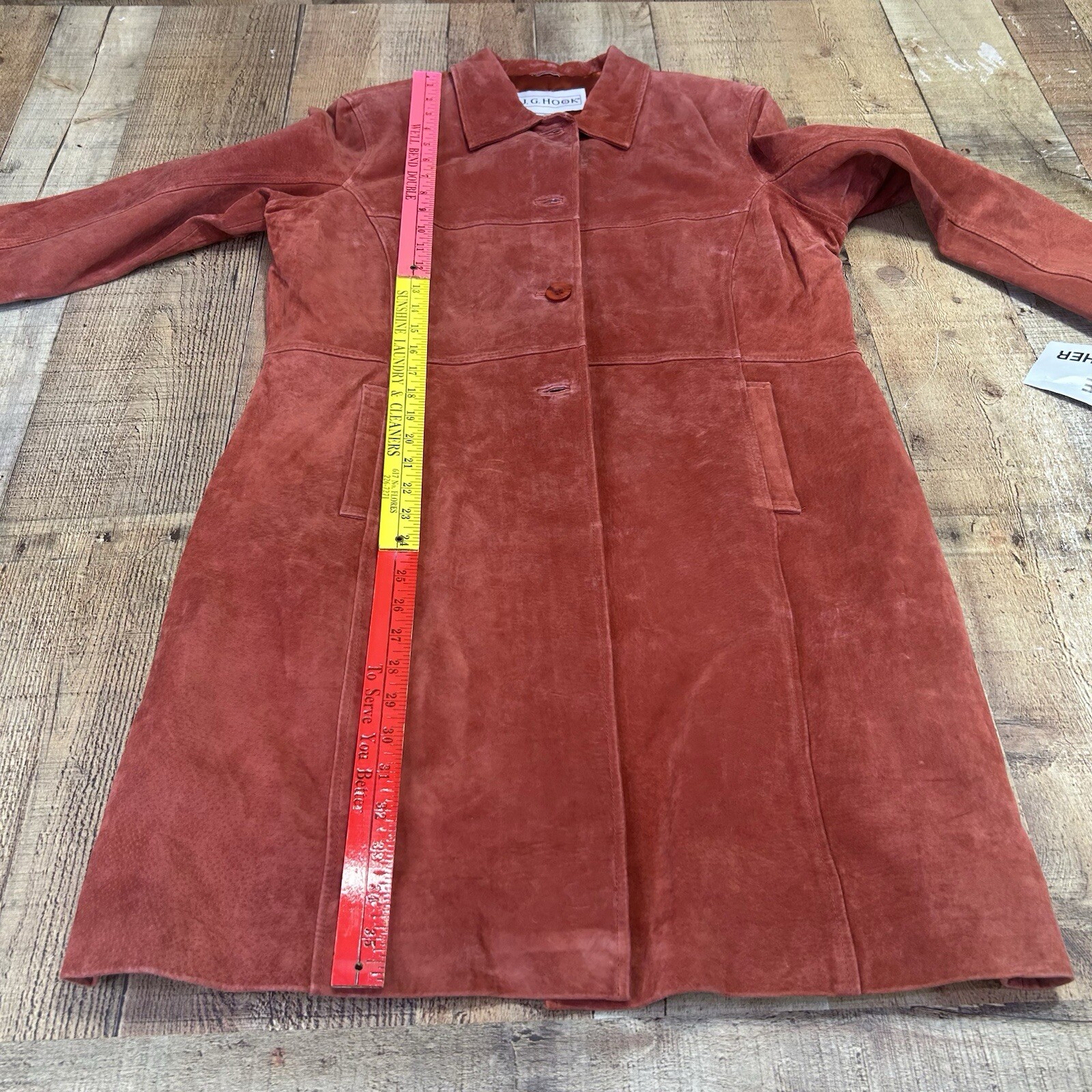 VTG J.G. Hook Deadstock Rust Leather Jacket Lined Long Sleeves Size Large NWT