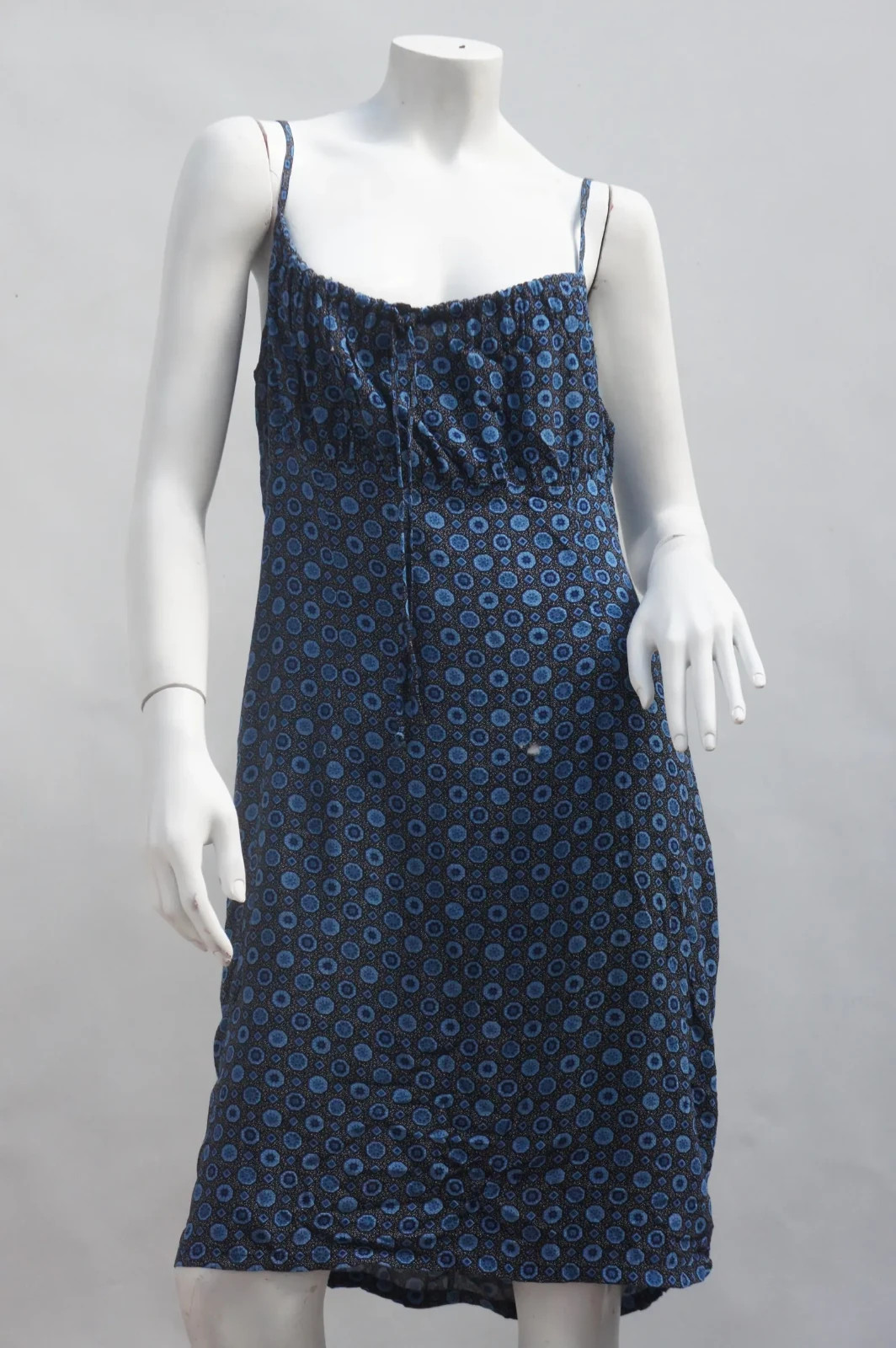 Vintage 90s-Y2k Blue Milkmaid Babydoll Dress Boho Cottagecore Slip Dress