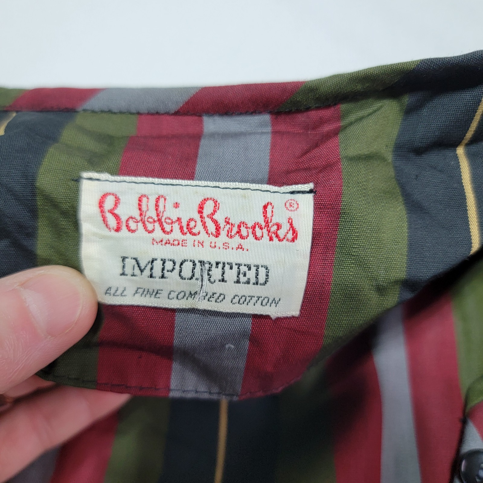 Vintage Bobbie Brooks 60s Striped Day Dress Red Black Green Grey Women Size S/6
