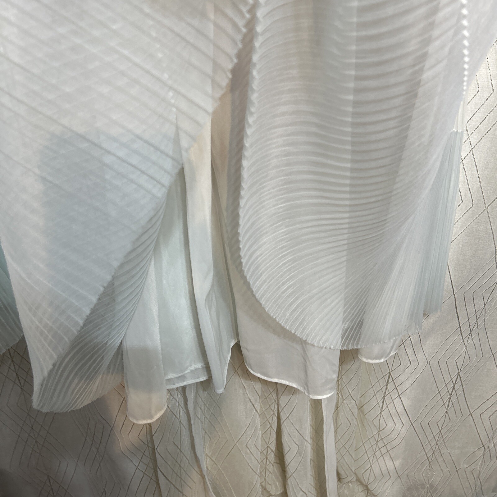 VTG M L Peignoir TWIRLY Nightgown Babydoll Chiffon Pleated Bridal Mint white