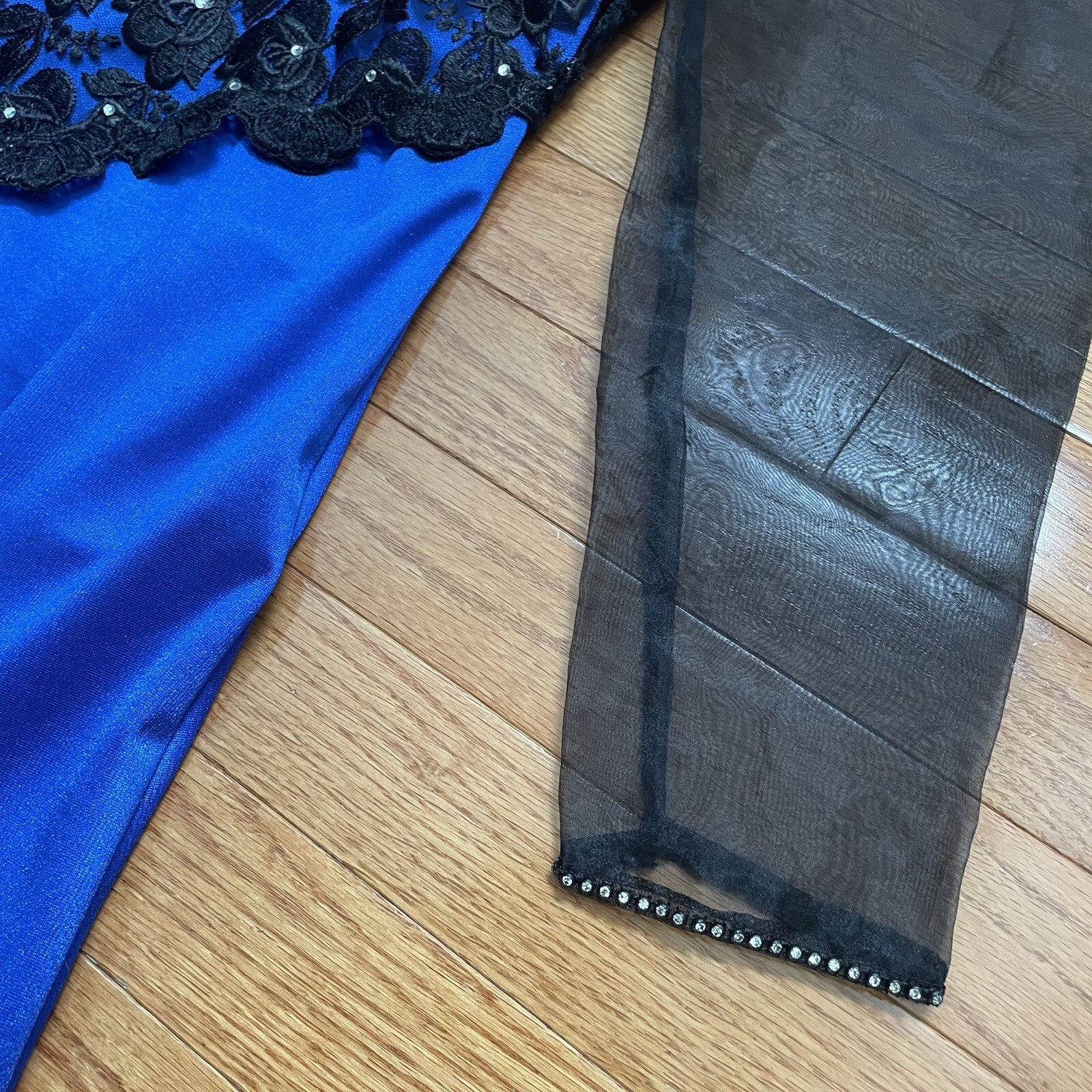 Vintage Cottagecore Prairie Electric Blue Formal Dress Puffy Sleeves XS Petite