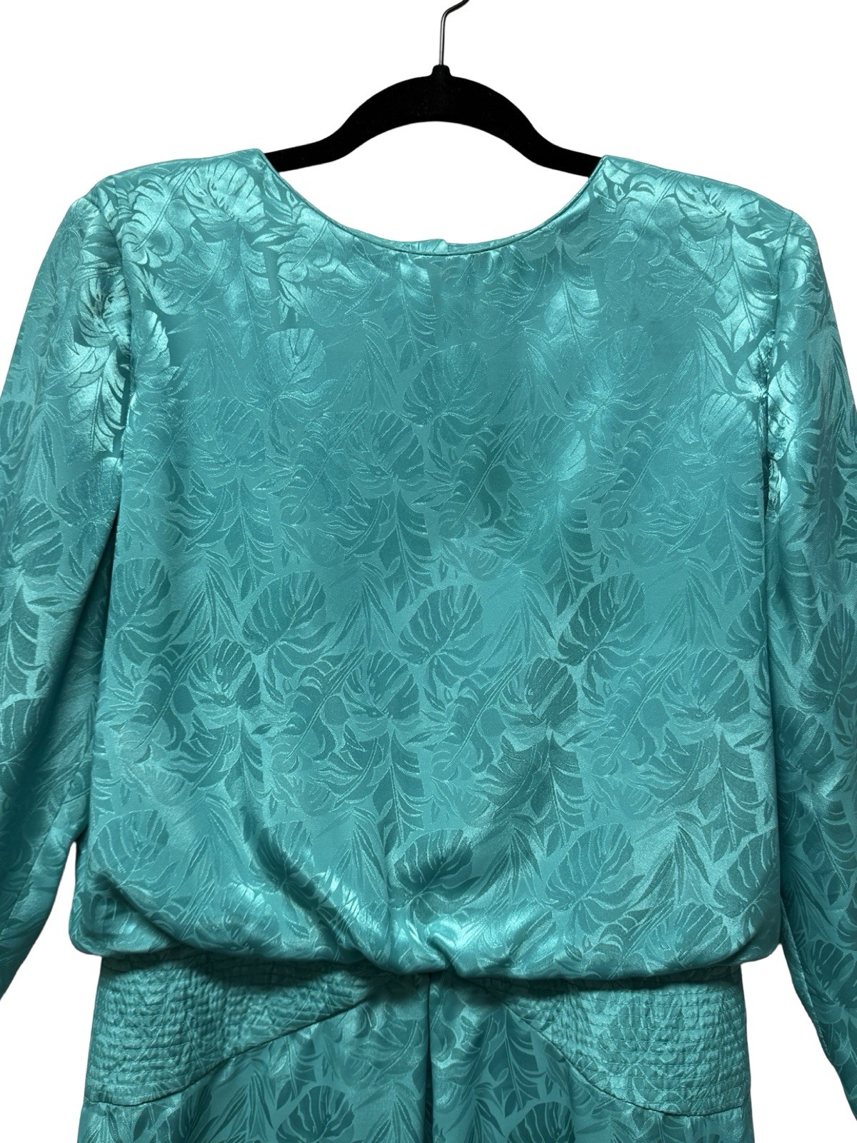 Vtg Henry Lee Women Dress 1960 Green Satin Floral Print Button Up Back Size 12