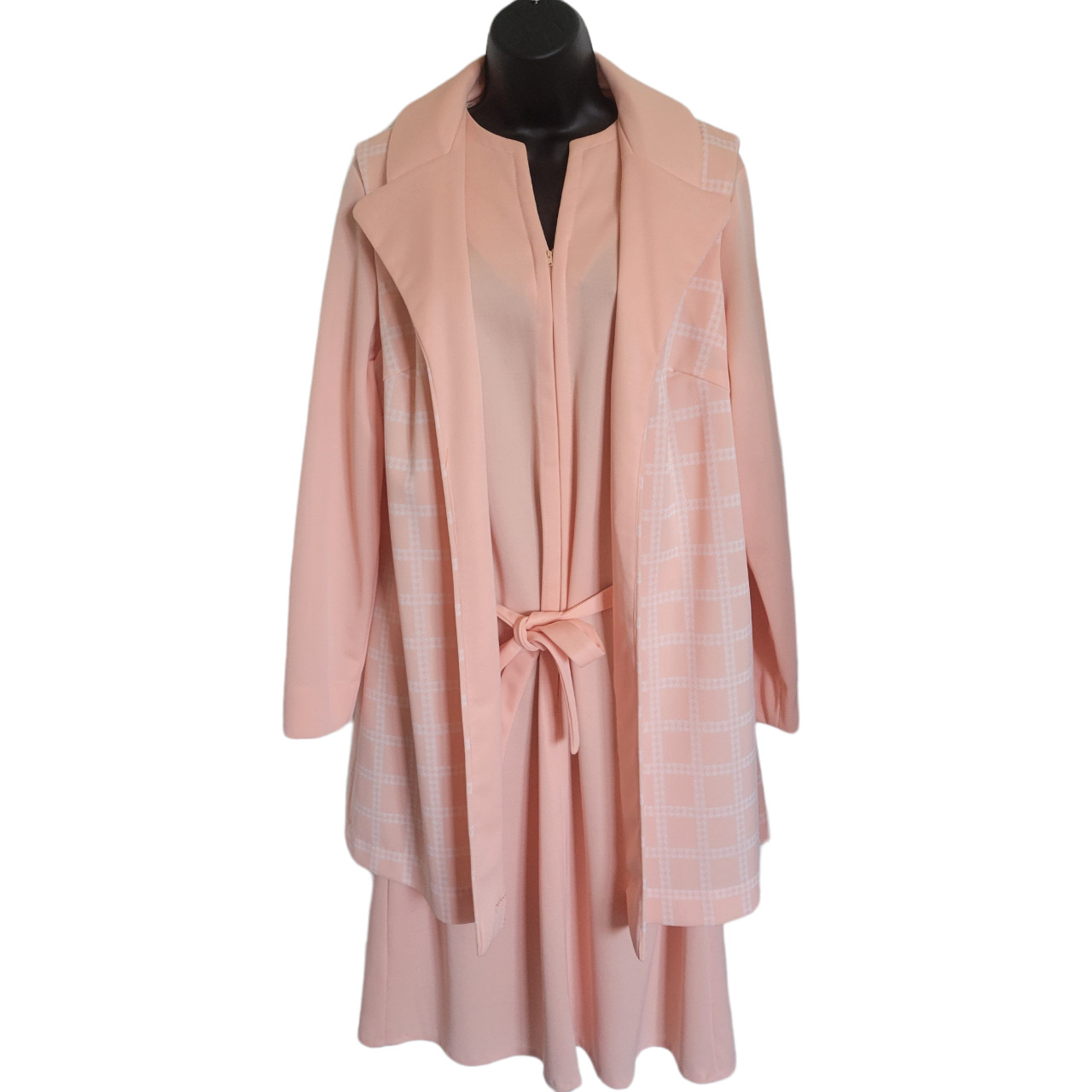 Vintage 50’s 60’s Smarty Togs of Texas Dress & Vest Set Coral Checked Women’s 22