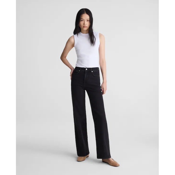 Madewell The Wide Leg Jean Super Stretch Black High Rise Size 28