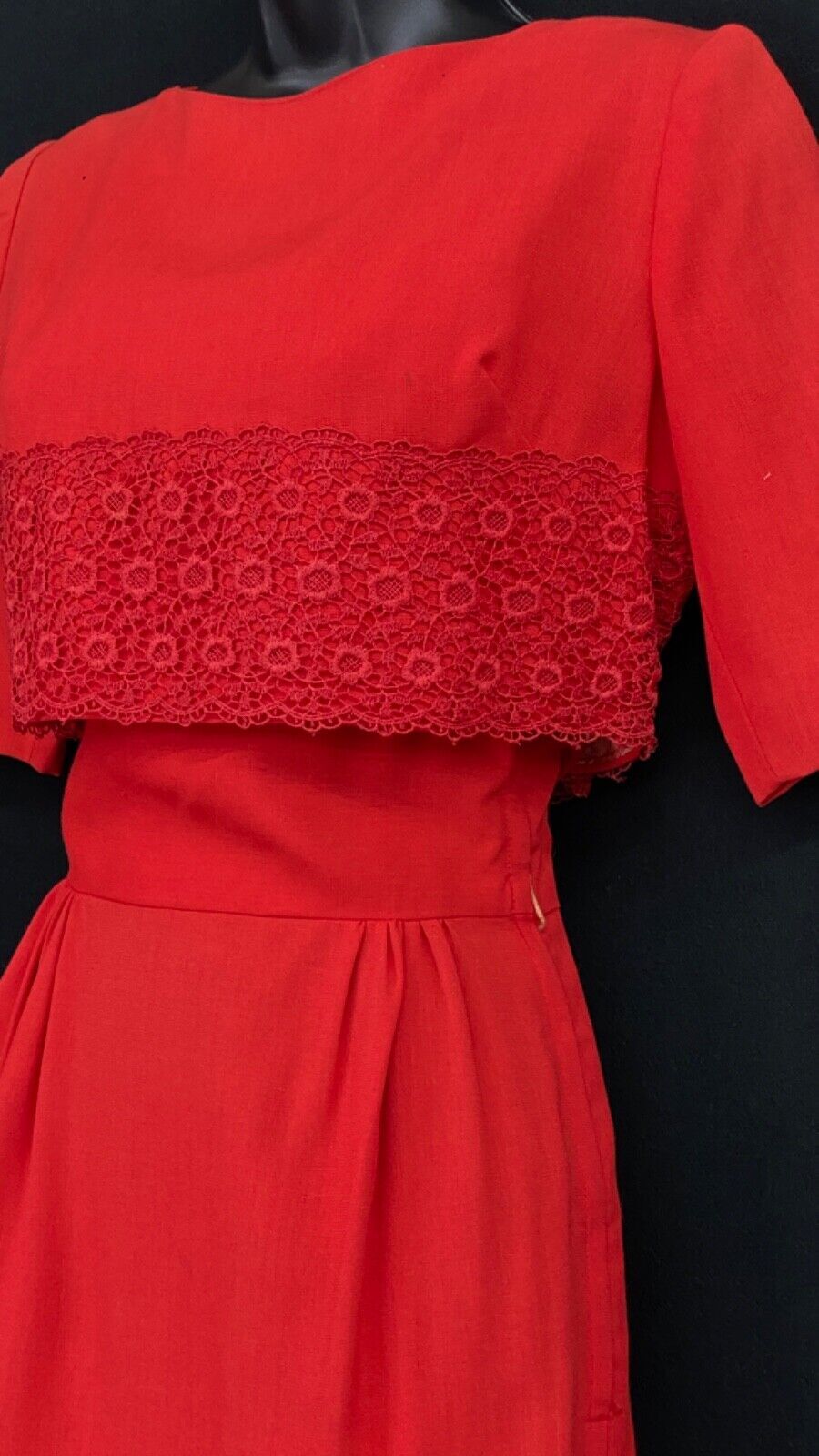 Vintage red 1950s dress set, short sleeve, sleeveless sundress bolero, pin-up XS