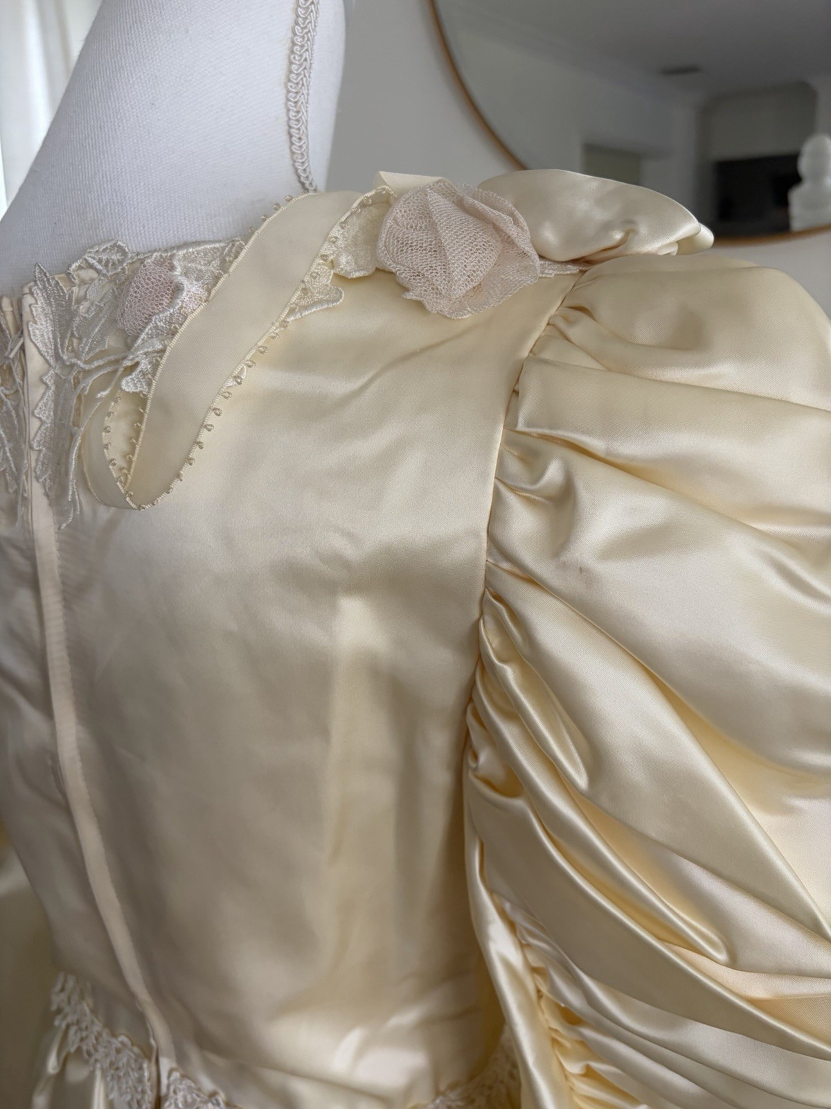 Vintage Susan Lanes Country Elegance Satin Prairie Wedding Dress Sz 10 Cream NWT