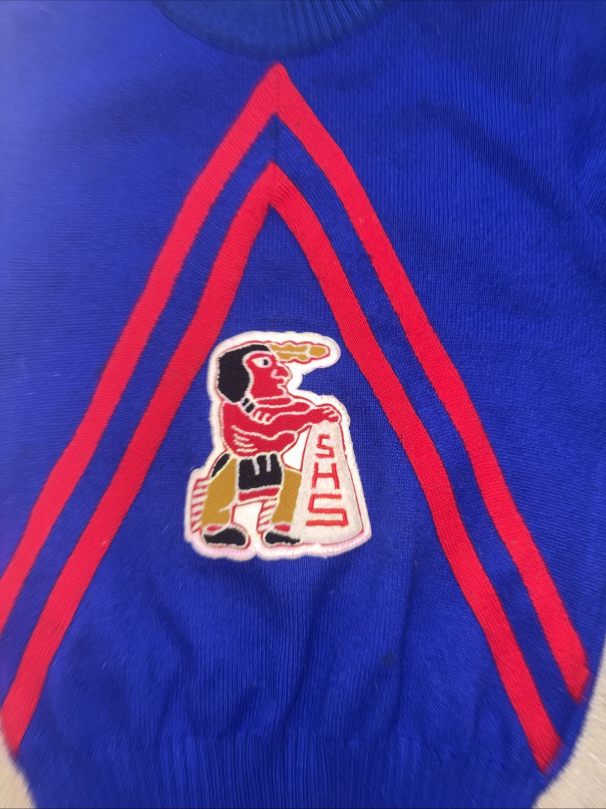 Blue Knit Sweater Vintage Cheerleader Pullon