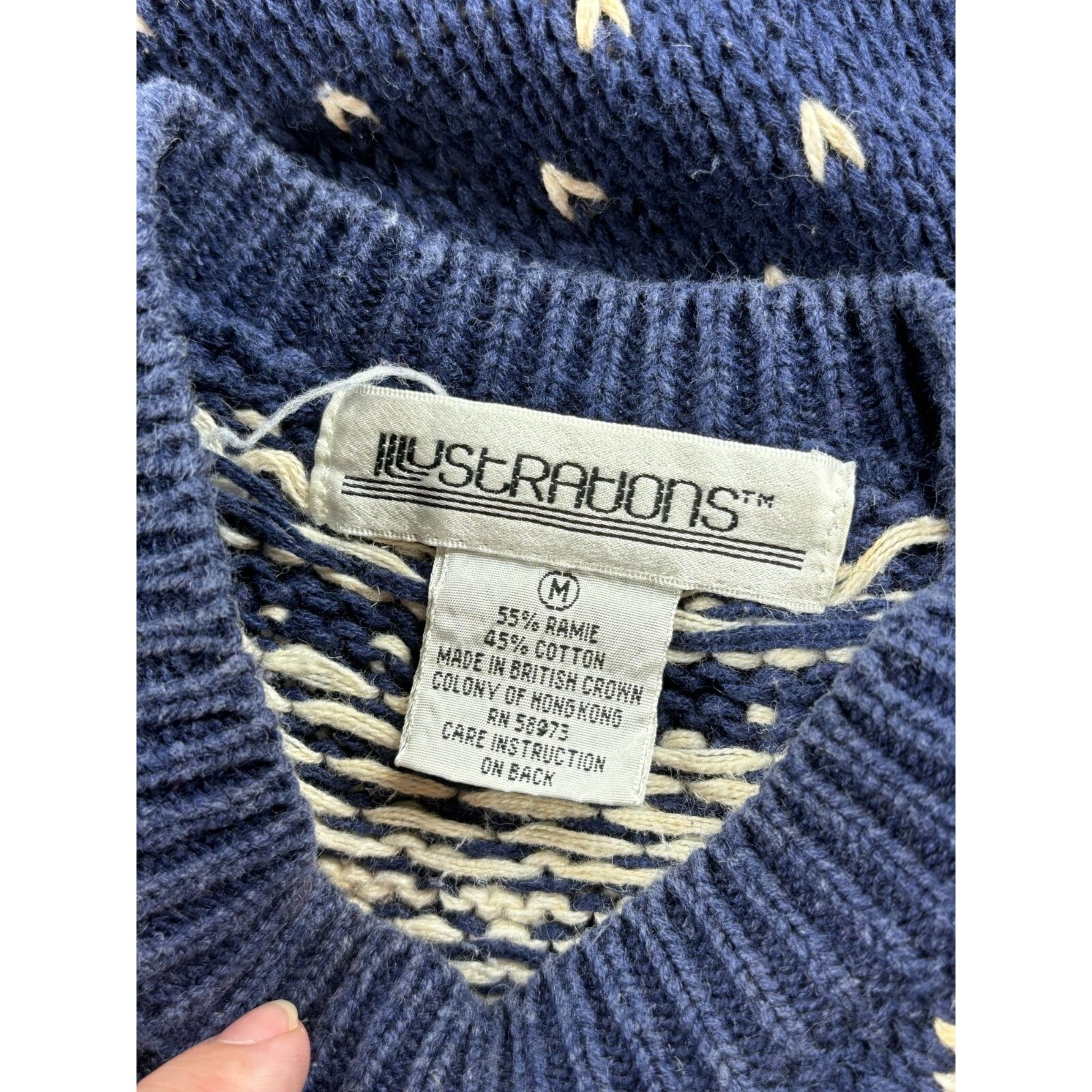 Vtg Illustrations Sweater Knit M Hong Kong Cabin Fever Fair Isle Hearts