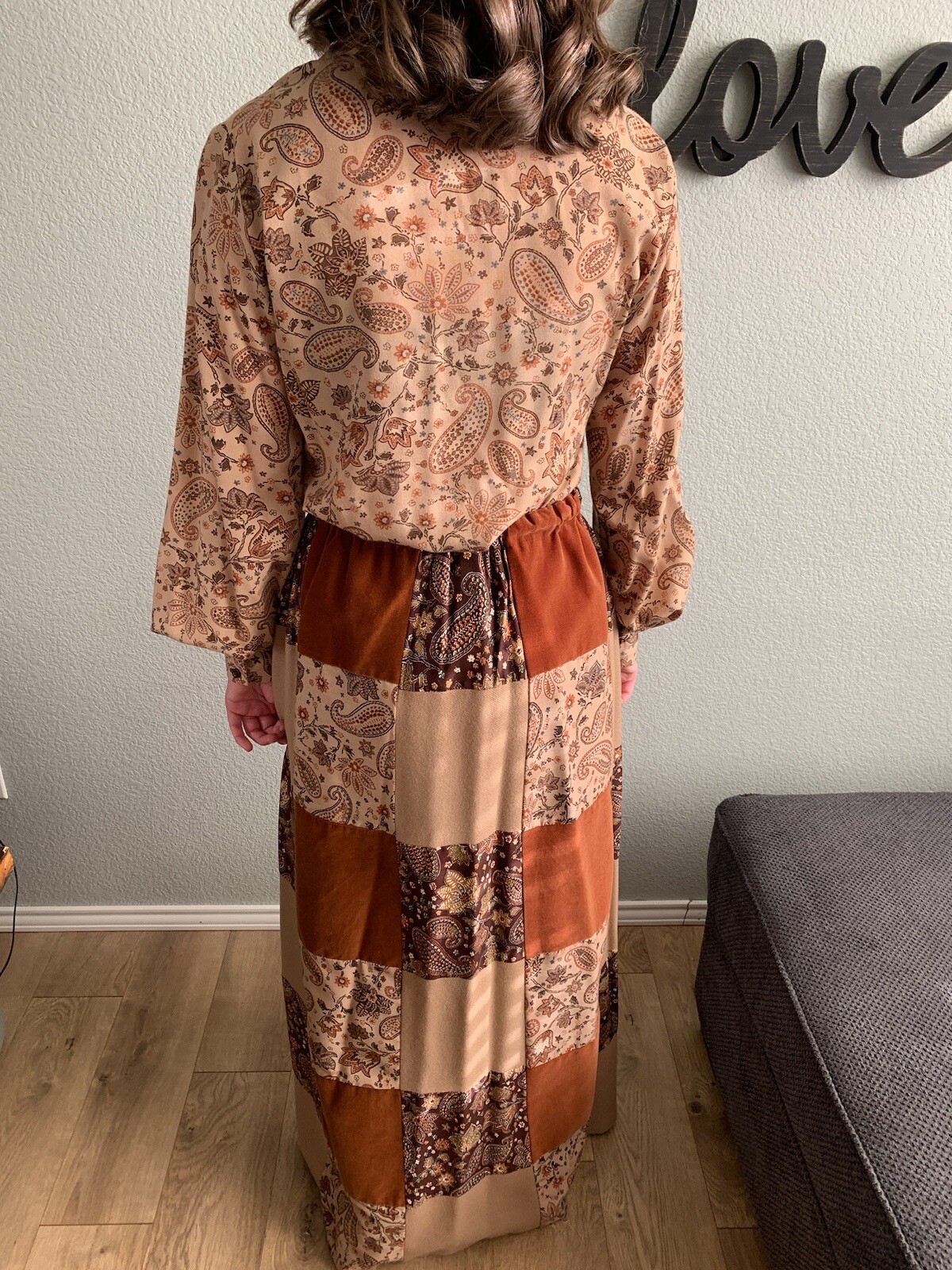 MR.HANK Vintage 1970s Patchwork Boutique Long Boho Hippie Skirt -Matching Set!