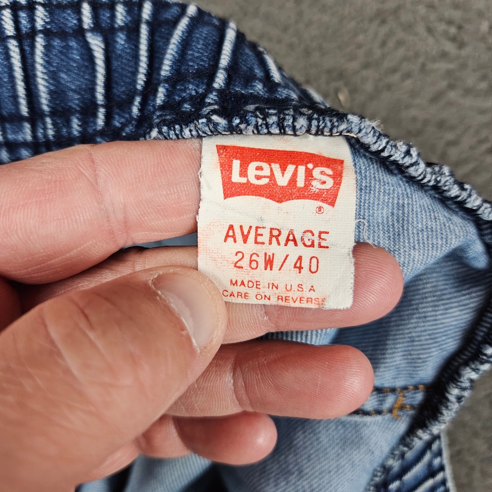 Vintage Levis 26W 40 Light Wash Patchwork Straight Leg Jeans Made in USA Blue
