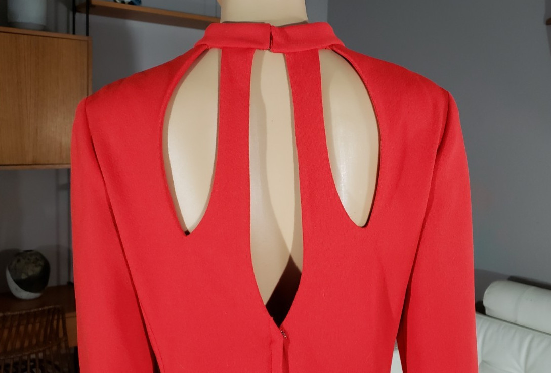 Vintage 1970’s Alfred Werber Red Poly Cut Out Mod Maxi Dress