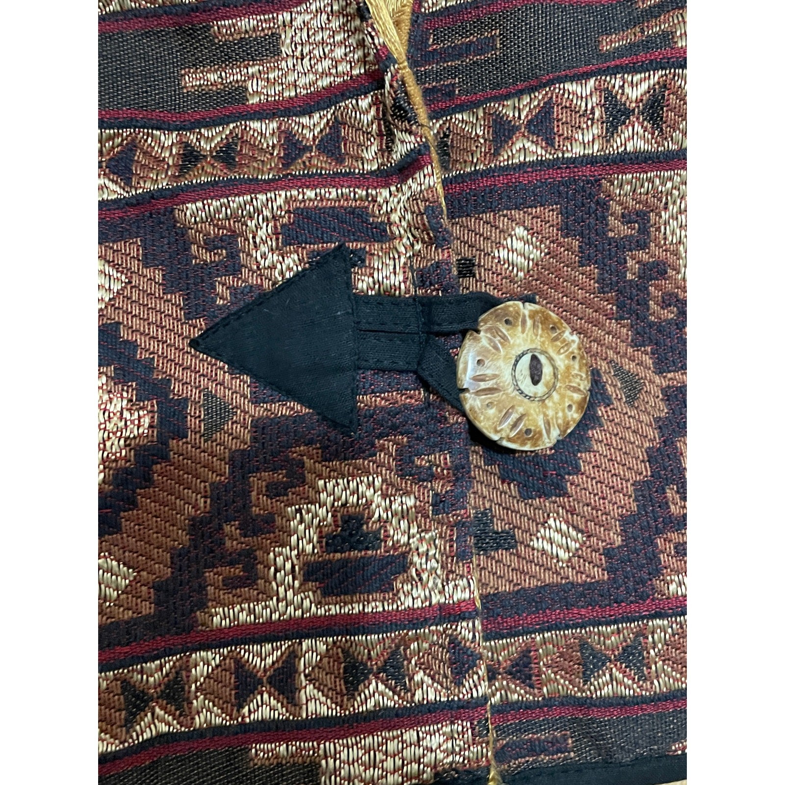Gantos Vintage Cropped Tapestry Jacket Gold Black Jacquard Shawl Collar Large