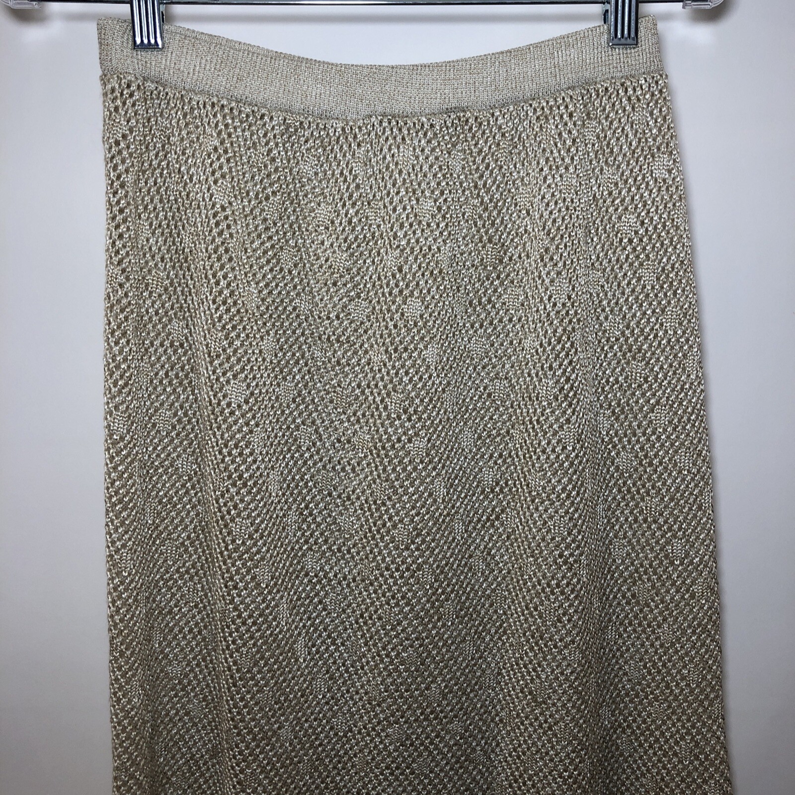 VTG Vivanti Medium Skirt Set Sheer Open Knit Sexy Secretary Peplum Stretch 80s