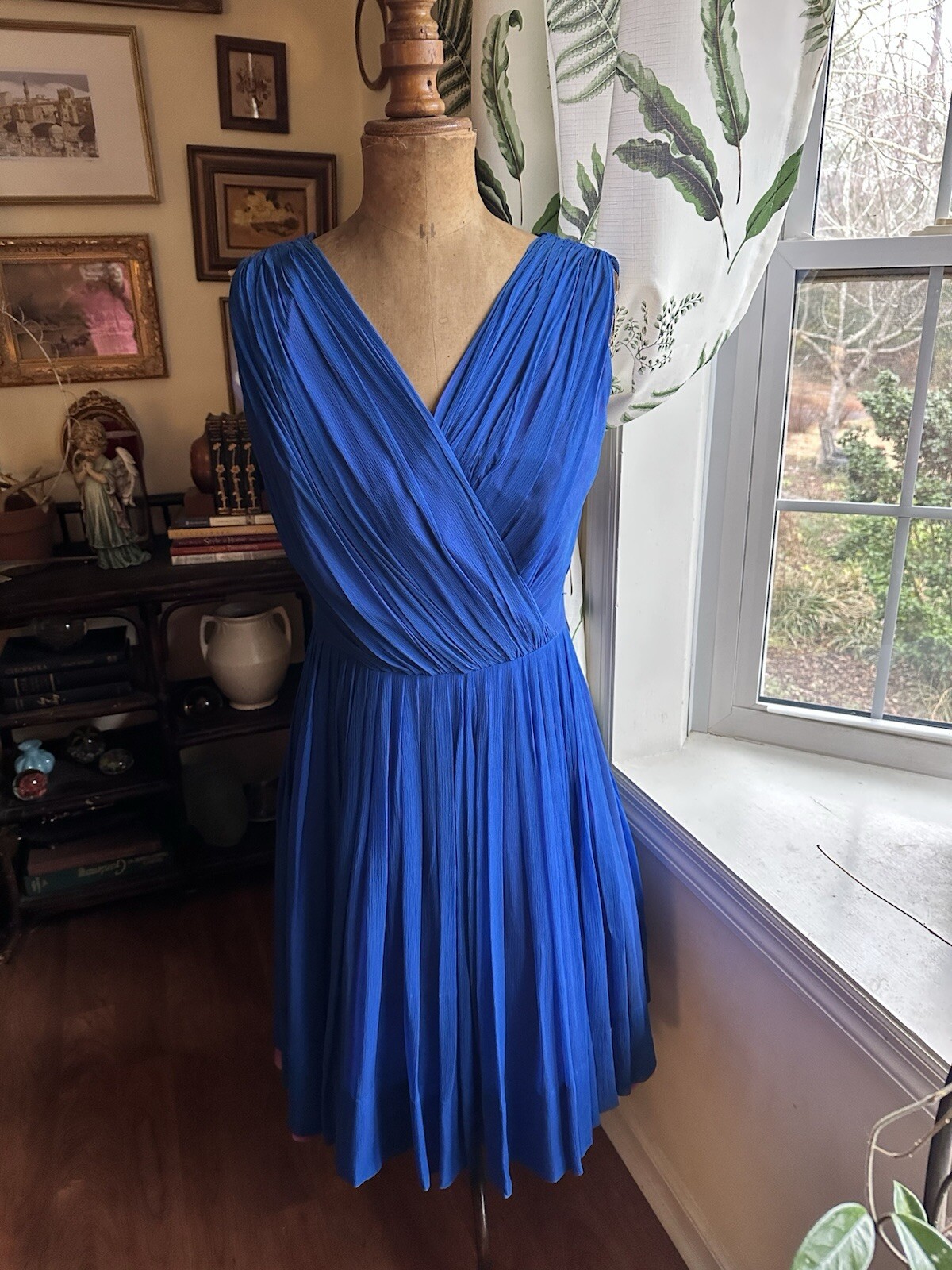 Lilli Diamond California VTG Blue Chiffon Party Prom Dress Womens Sz Small