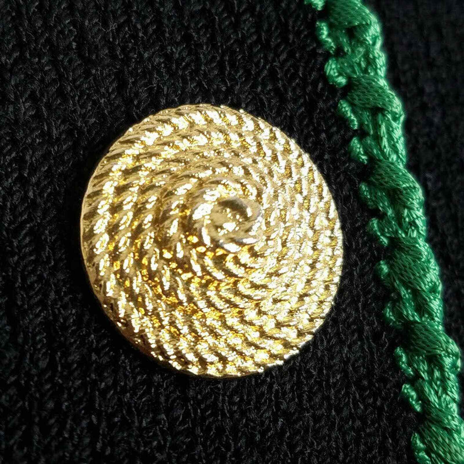 Helen Hsu Cardigan Sweater Santana Knit Black Green XS Vintage 90s Gold Buttons