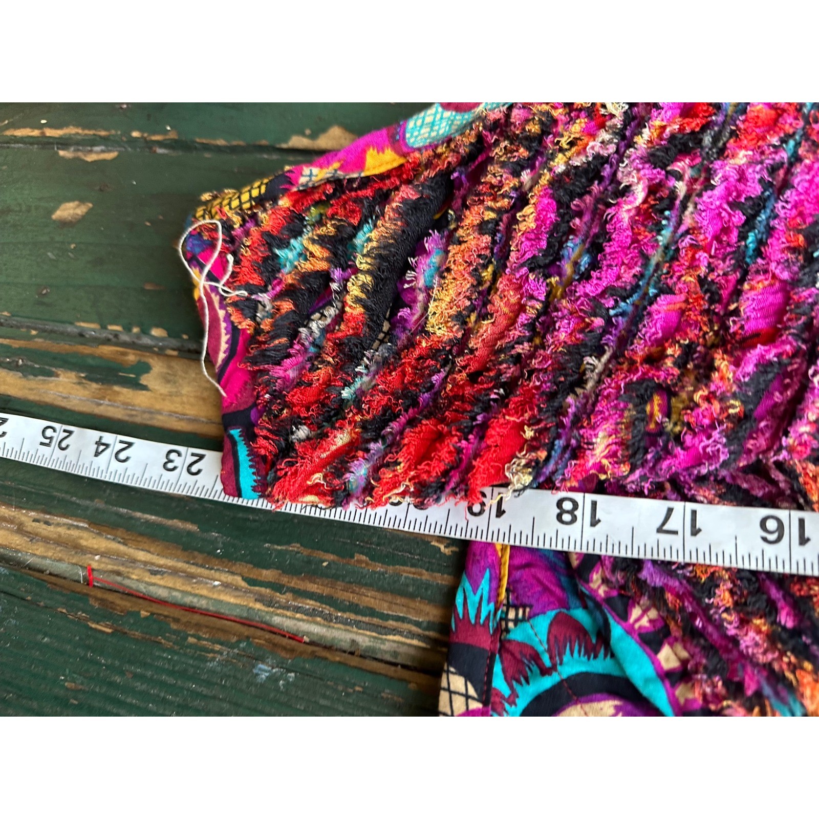 Boho Multi-Color Textured Ribbon Shaggy Cropped Open Jacket One Size Rayon
