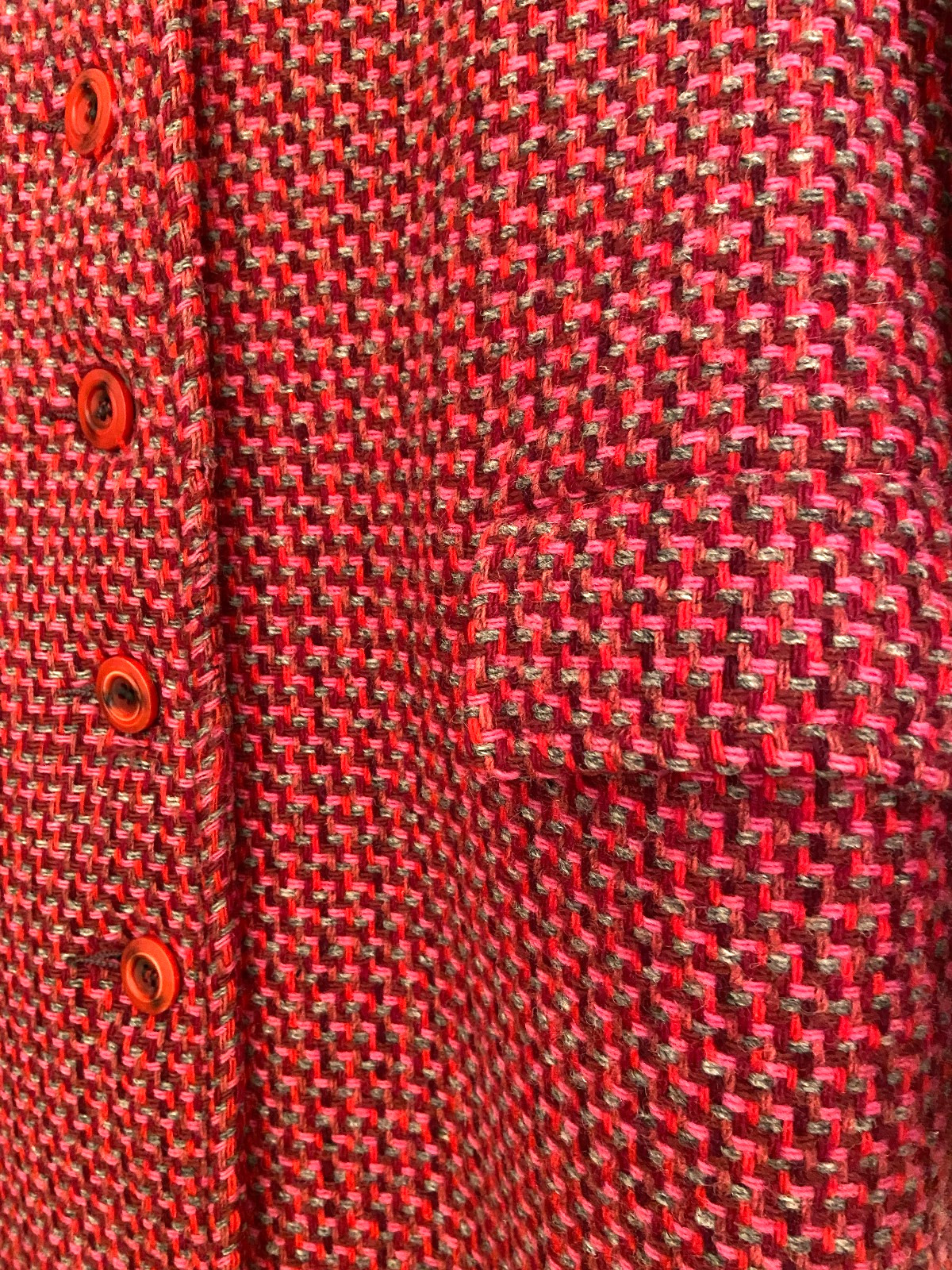 Vtg 1960’s Harris Tweed Handwoven 100% Virgin Scottish Wool Overcoat Sz M/L Red