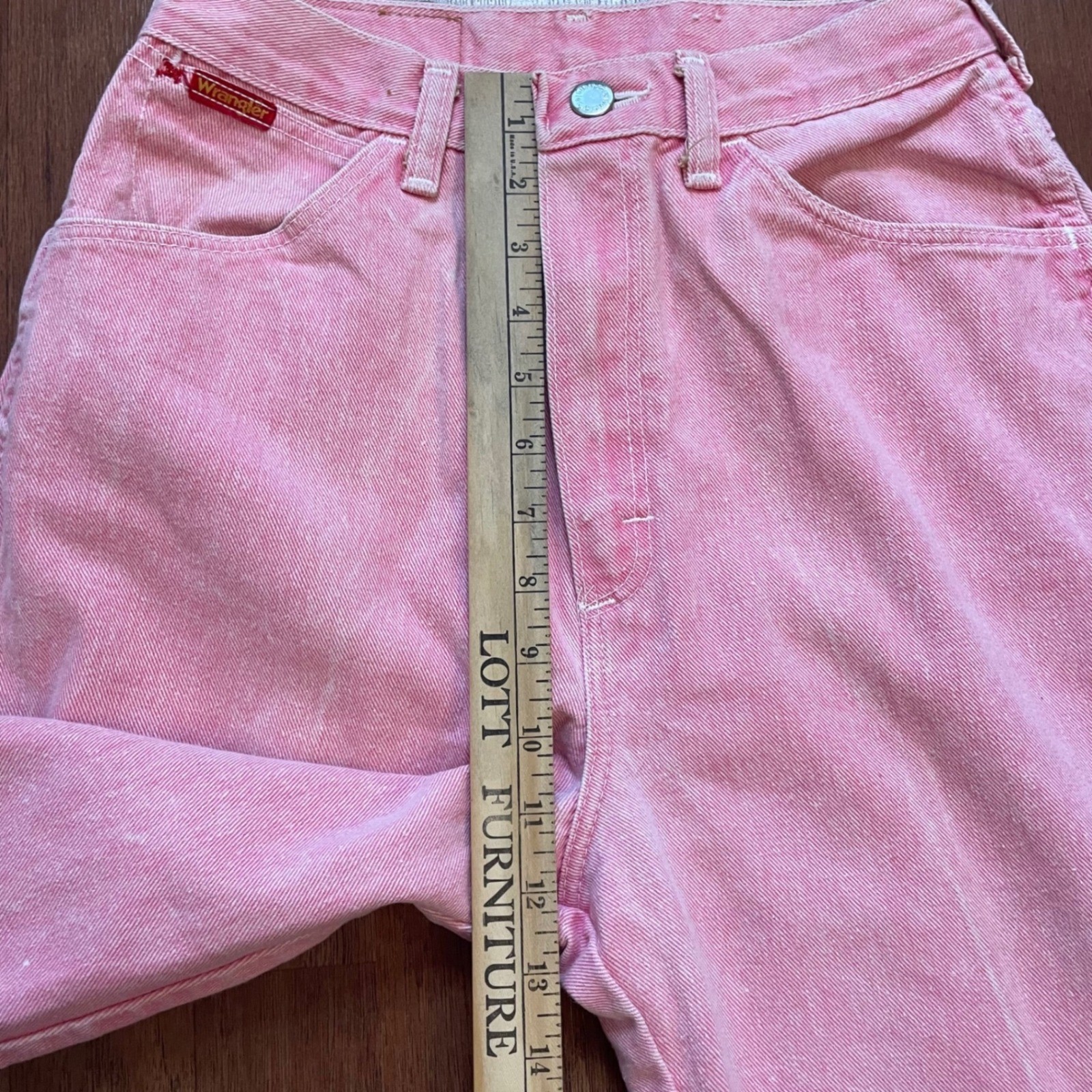 Vintage Wrangler Pink Acid Wash High Waisted Tapered Jeans 981JRPK Made in USA 9