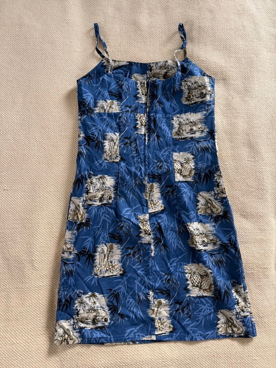 Vintage Shannon Marie Hawaii Sundress Blue Hawaiian Print Cotton Size M Made USA