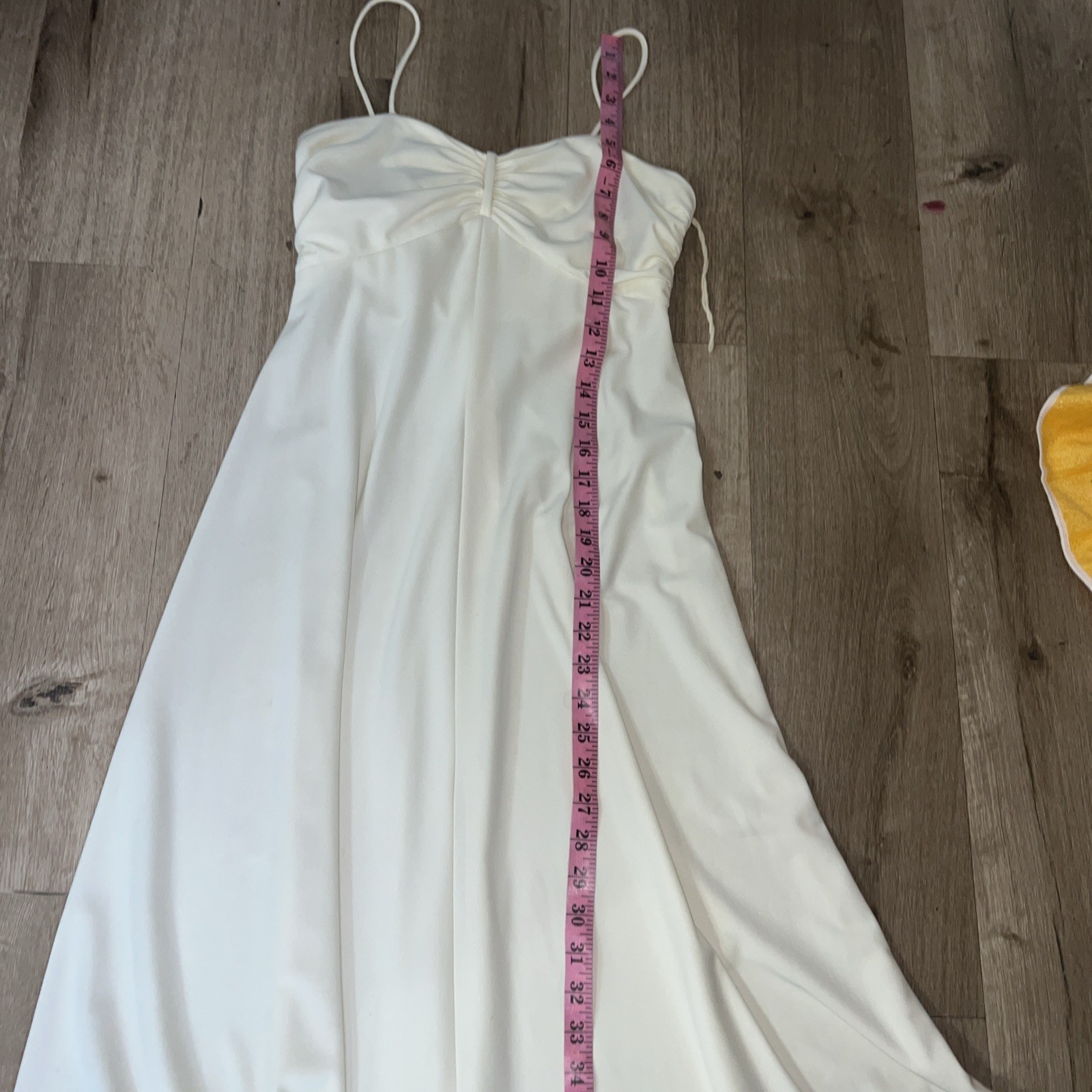 1980s Polyester Slip Dress Off White Cream Size Small S Boho Disco