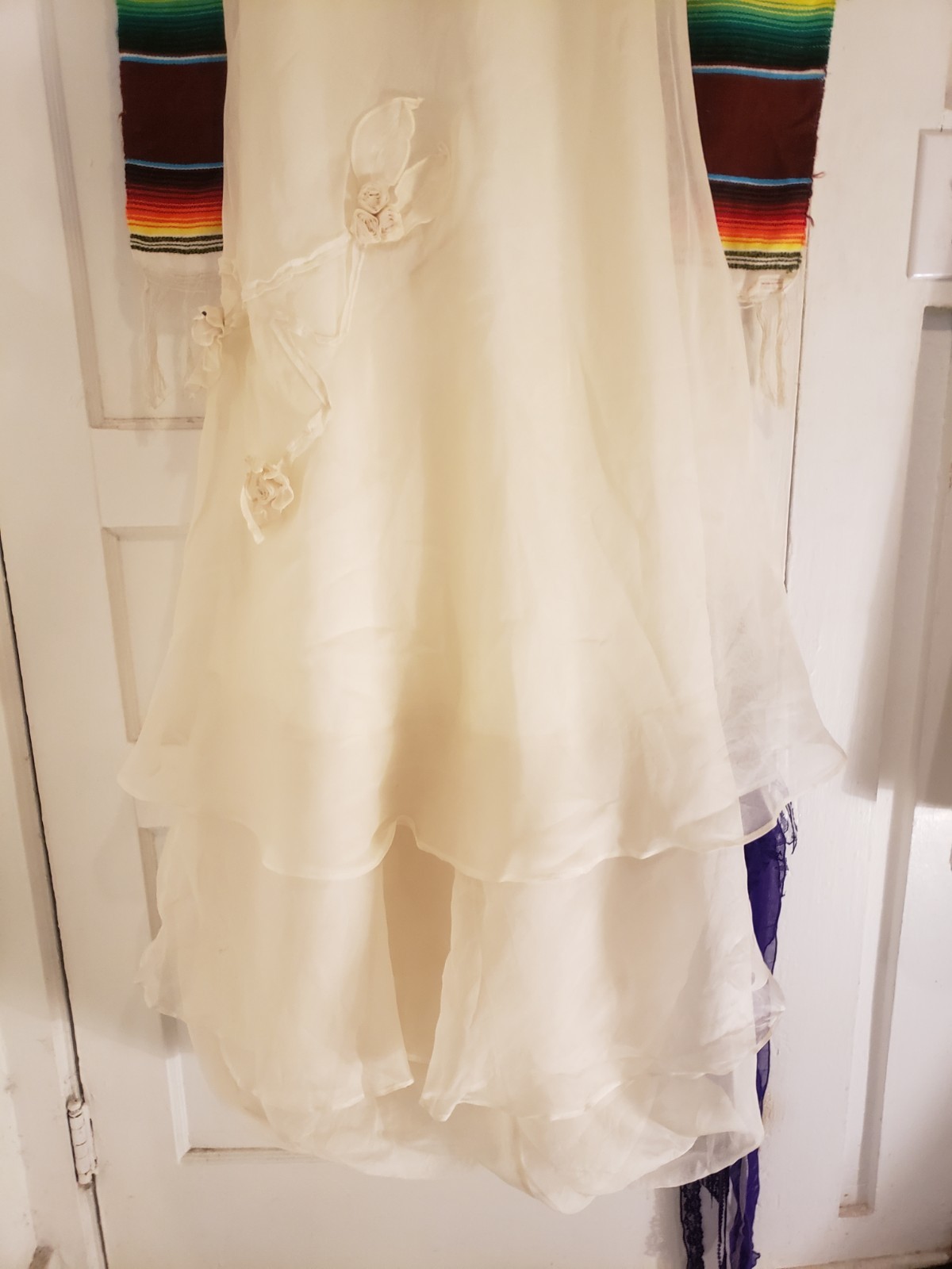 Vtg 90s Tiar Silk Organza & Linen 2 Pc Dress Long As Is Tiered Bubble Hem Sz L