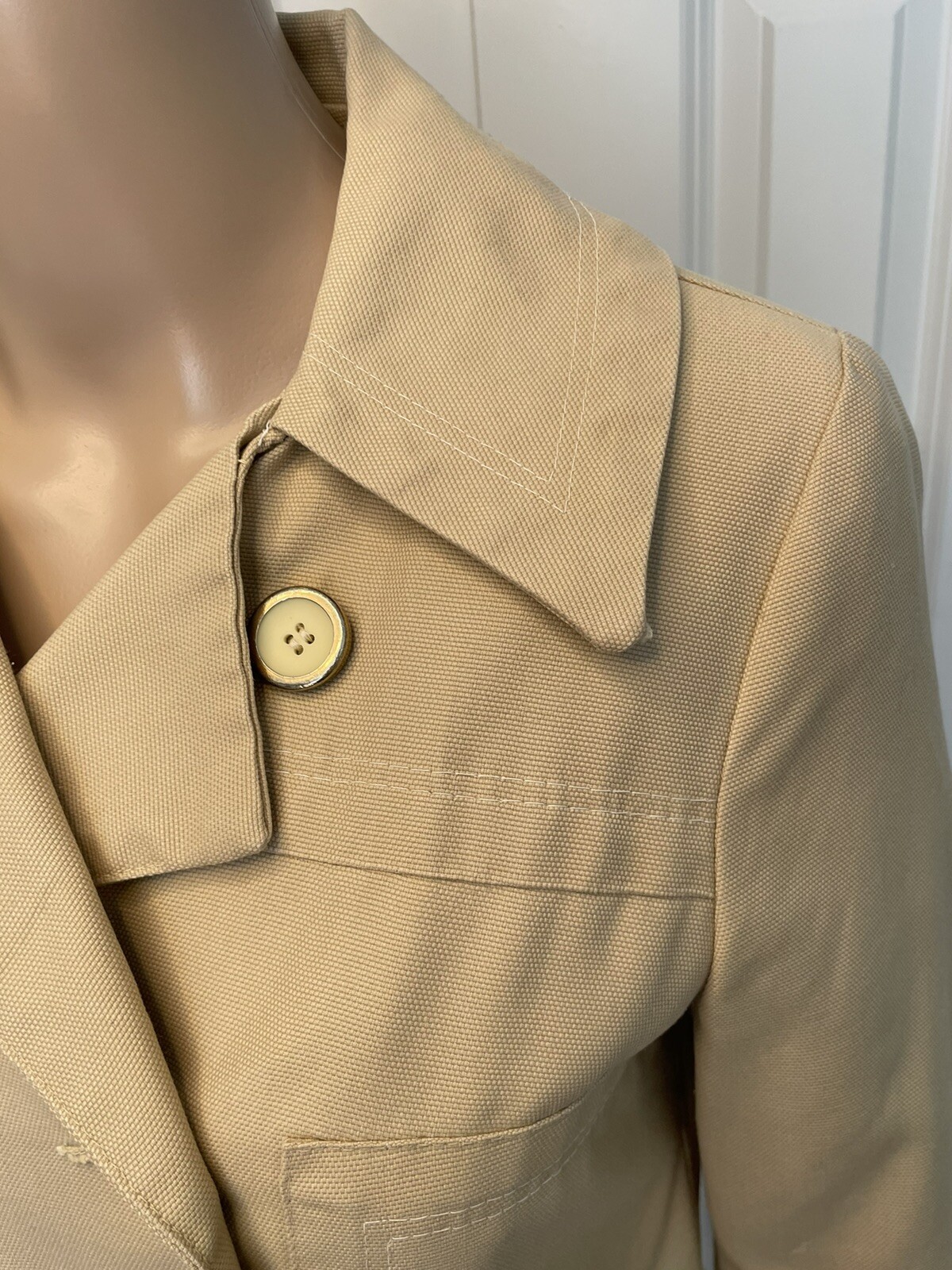 Vintage Jerold Outer Banks Collection XS Beige Double Breasted Lined Jacket Coat