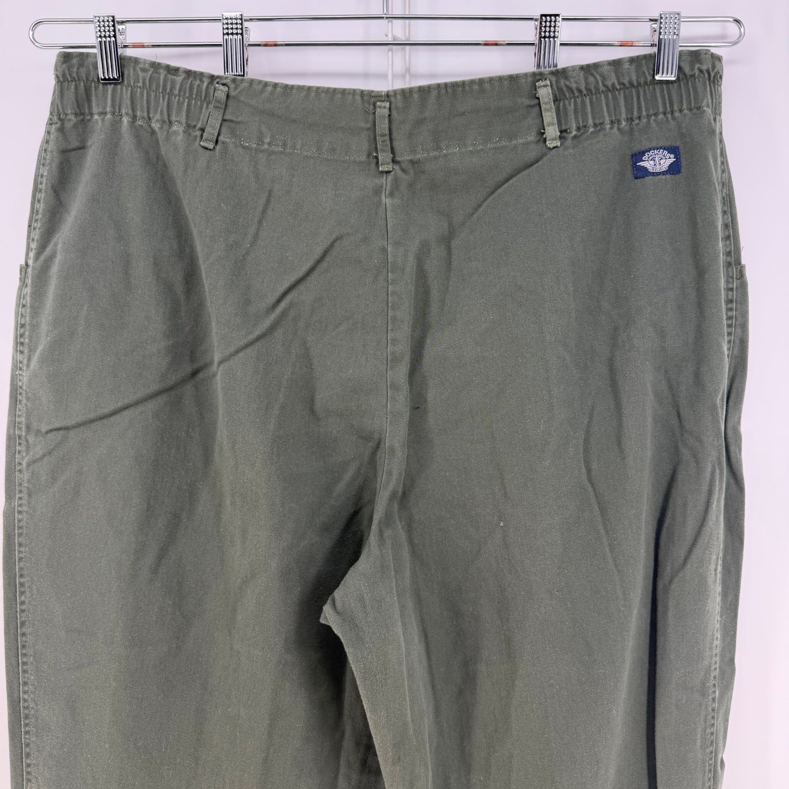 Dockers Pants Womens 24W Green Pleated High Rise Tapered Cotton Vintage 90s USA