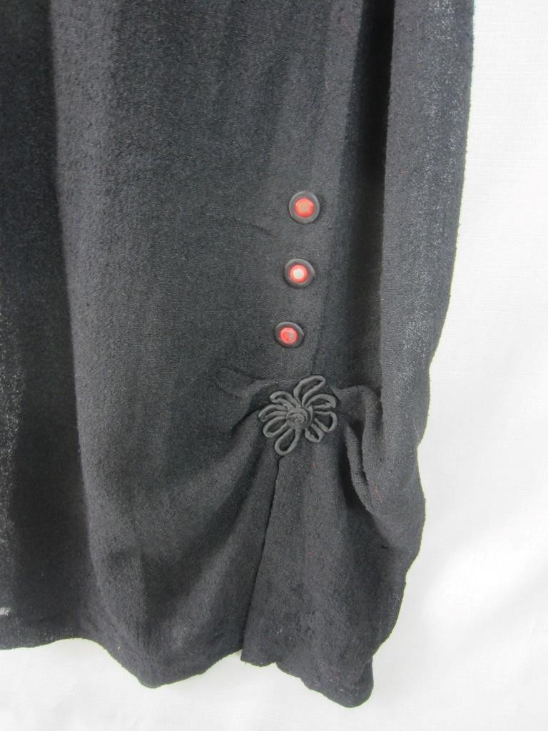 Dress Ladies Woman’s True Vintage 1930’s – Black Wool, Silk – Early Art Deco