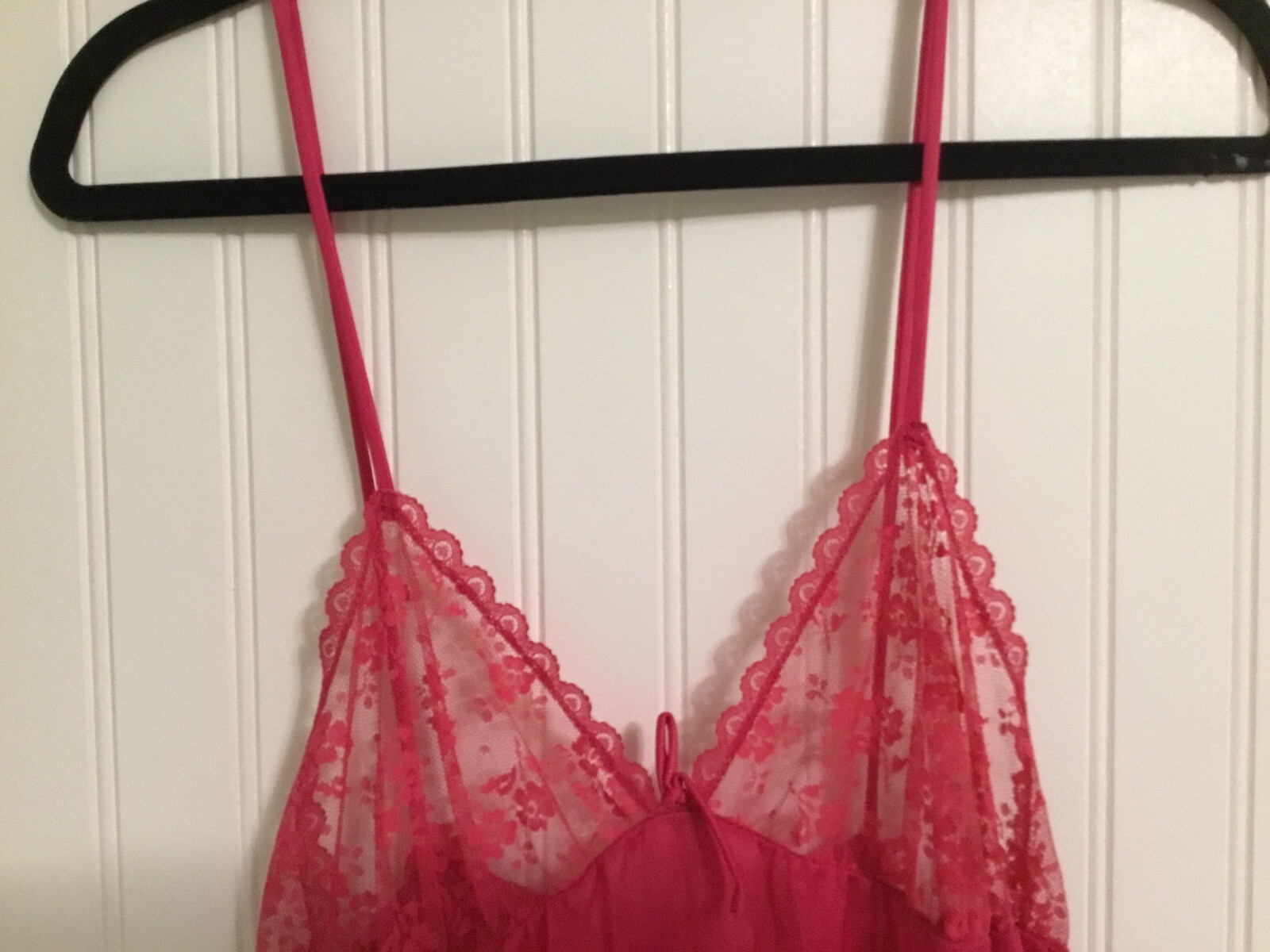 Vintage Paramount New York Peignoir Set Size Large Pink Nylon (flaw In Robe)