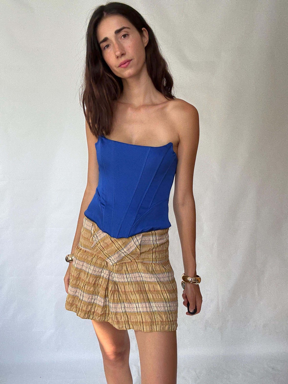 Étoile Isabel Marant Plaid Mini Skirt in Linen Blend – Casual Bohemian Style