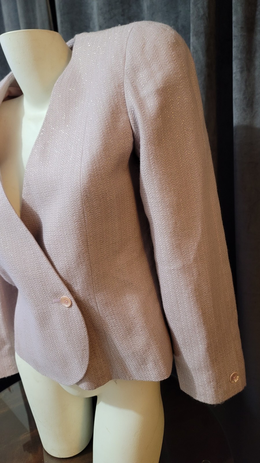Halston III Vintage Women’s 2 Button Blazer Pink Irridescent Size 6