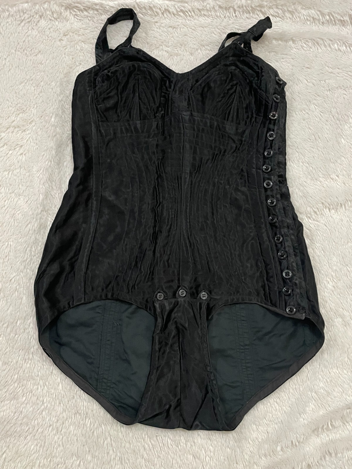 RARE Vtg Antique 20s 1930s? SATIN All in One Girdle Bodysuit Body Shaper BUTTONS