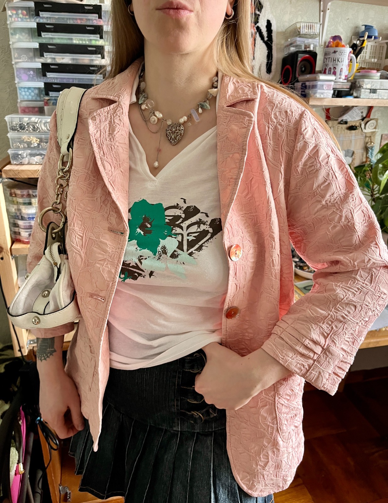 Rare Vintage Fair Lady Pink Womans Germany 3/4 Sleeve Jacket Size M