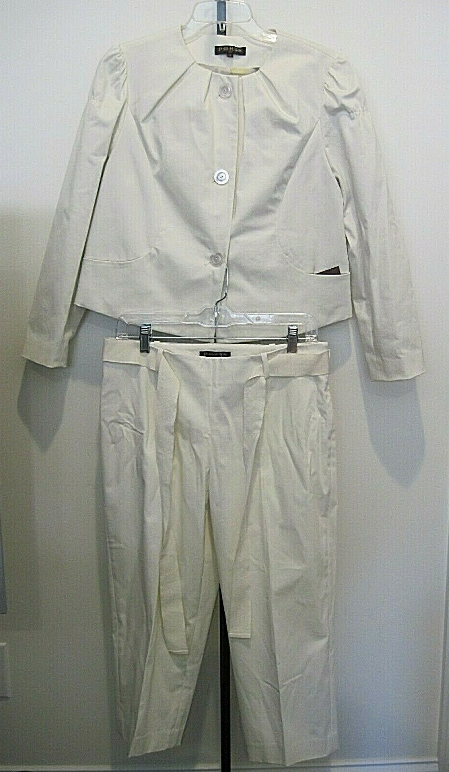 PORTS 1961 Vintage Light Cream Jacket Pants Suit Two Piece Set Size 10 and 8 NEW