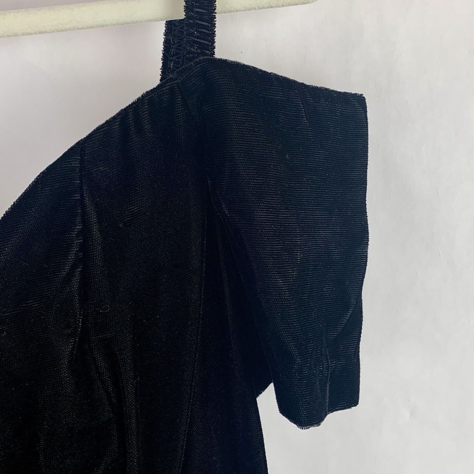 Vtg 80s Black Velvet Mini Dress Whimsigoth Sweetheart Neck Off The Shoulder