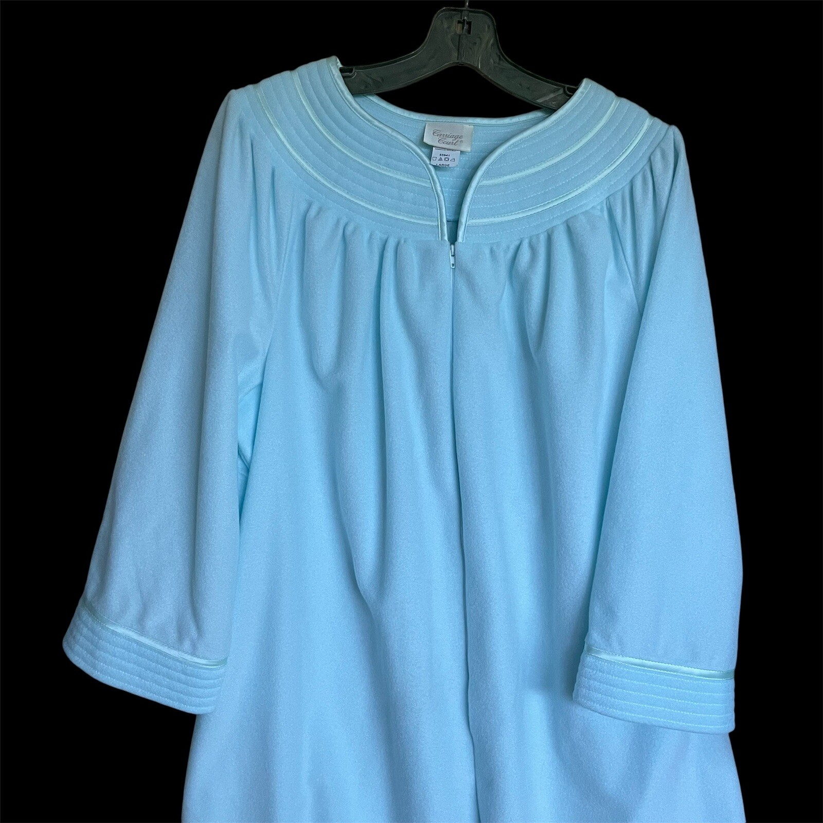 Vintage Sears Carriage Court Blue Fleece Night Gown Quarter Zip Size LARGE New