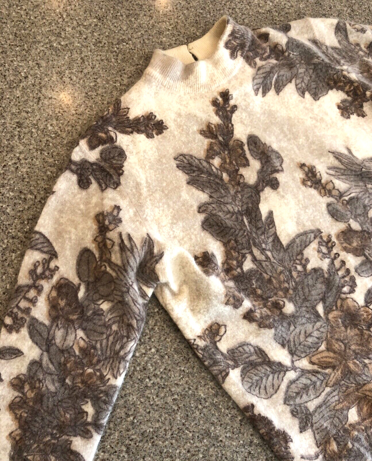 BONNIE BRIAR Italy VTG 60s Wool/Angora Pullover Mock Neck Floral Sweater XS/S