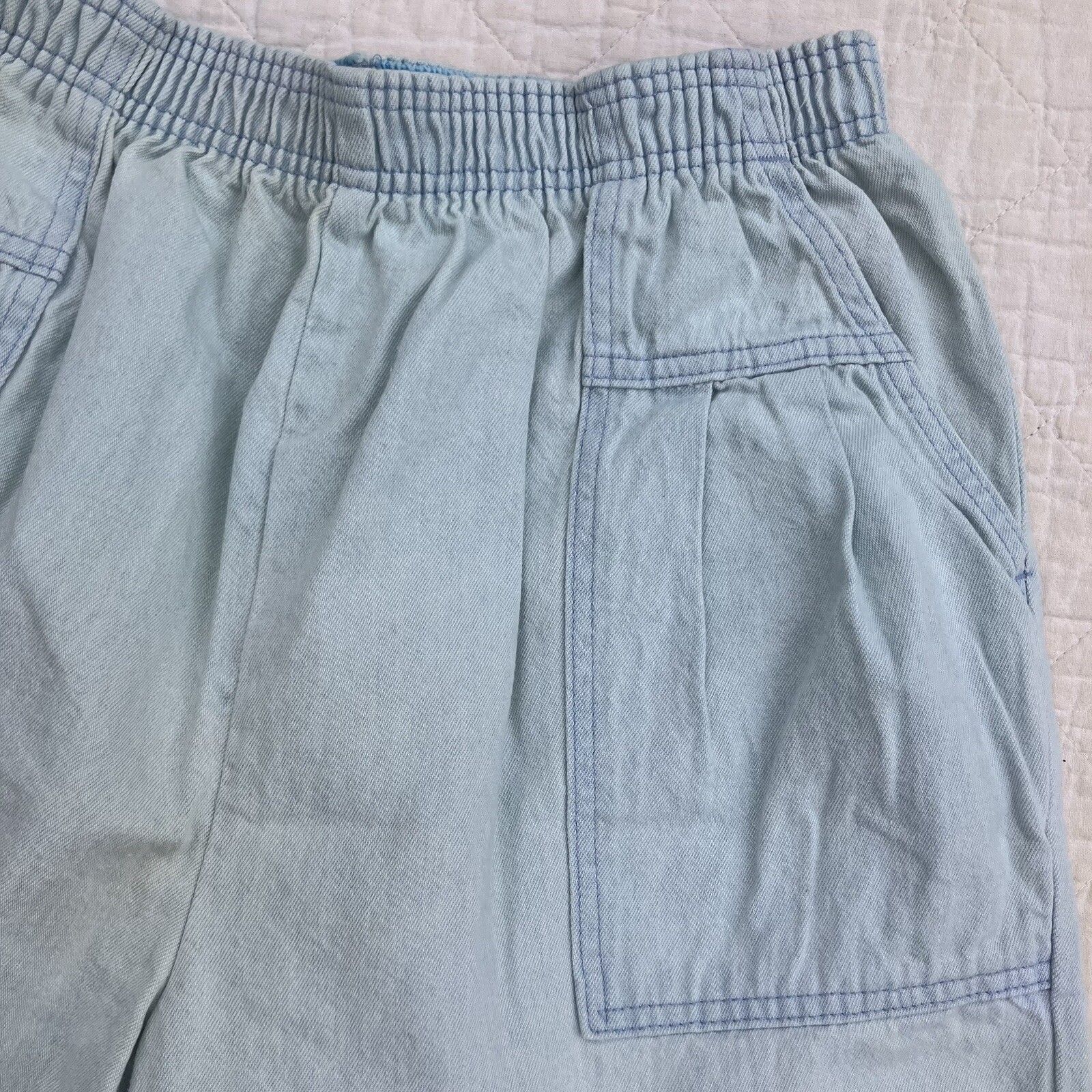 Carriage Court Sport Womens Denim Shorts 100% Cotton Elastic Waist VTG SZ 14 EUC