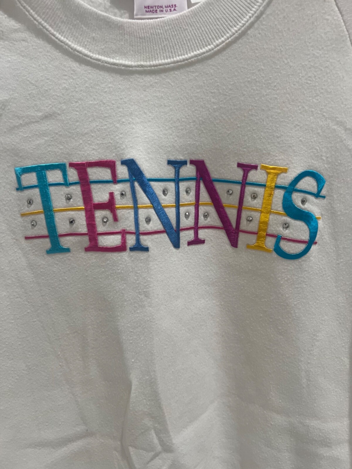 Vintage Discoveries by Natalie Embroidered Tennis Sweatshirt Embellished XL RARE