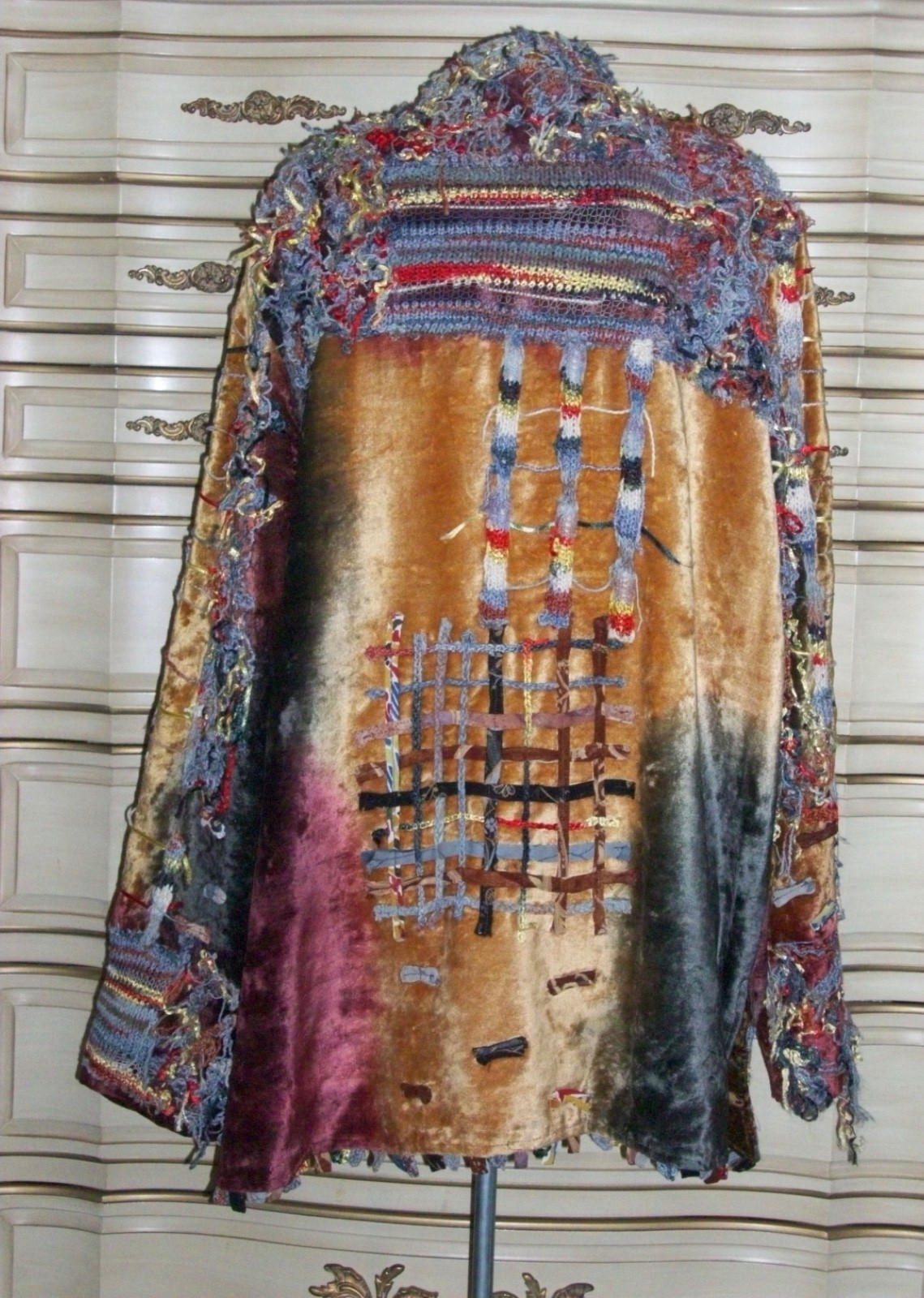 Vintage Designer SANDY STARKMAN Women’s Boho Mixed Media Cotton Rayon Jacket XL