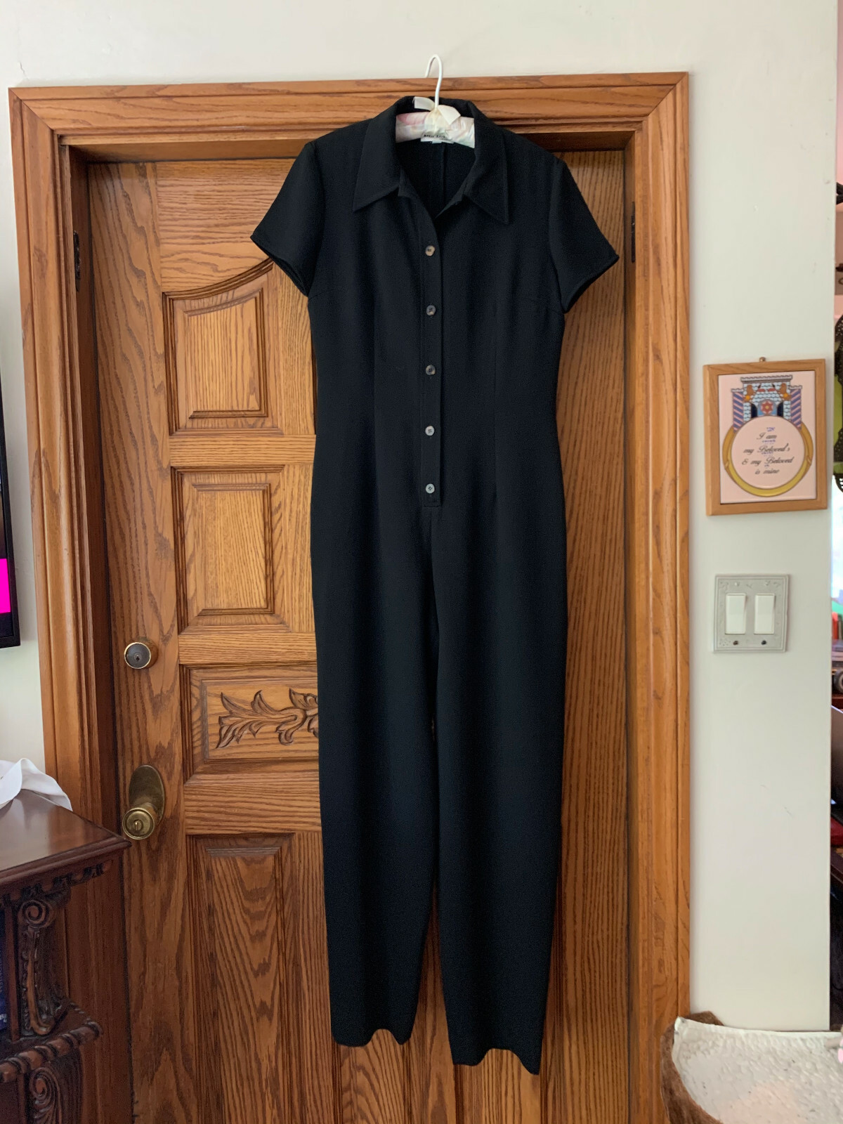 Vintage Ladies Size 6 YVES COSSETTE DEPECHE MODE Button-down Black Jumpsuit