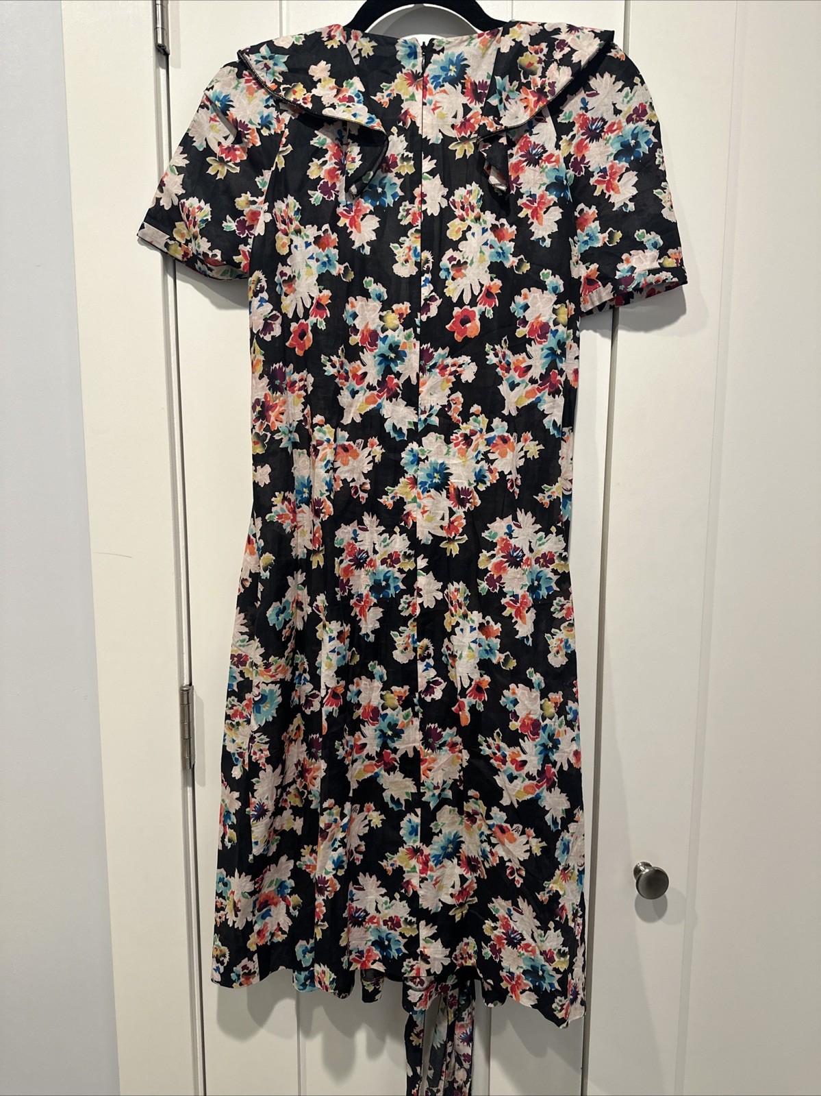 SONIA RYKIEL Dress FLORAL MADE IN SLOVAKIA Vtg SIZE 40 Tie & Pockets