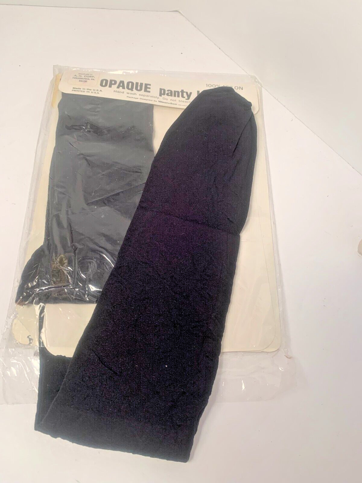 Vintage Nylons Opaque Panty Hose 1980s Unused Size B 125 to 160 Lbs Black Grey
