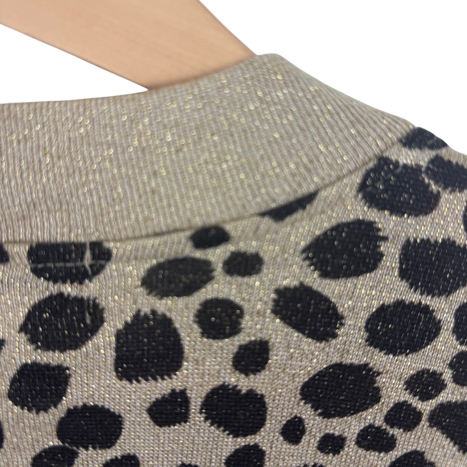 Vintage 90s Leopard Gold Metallic Zip Cardigan Grunge Glam Y2K Mobwife Cheetah