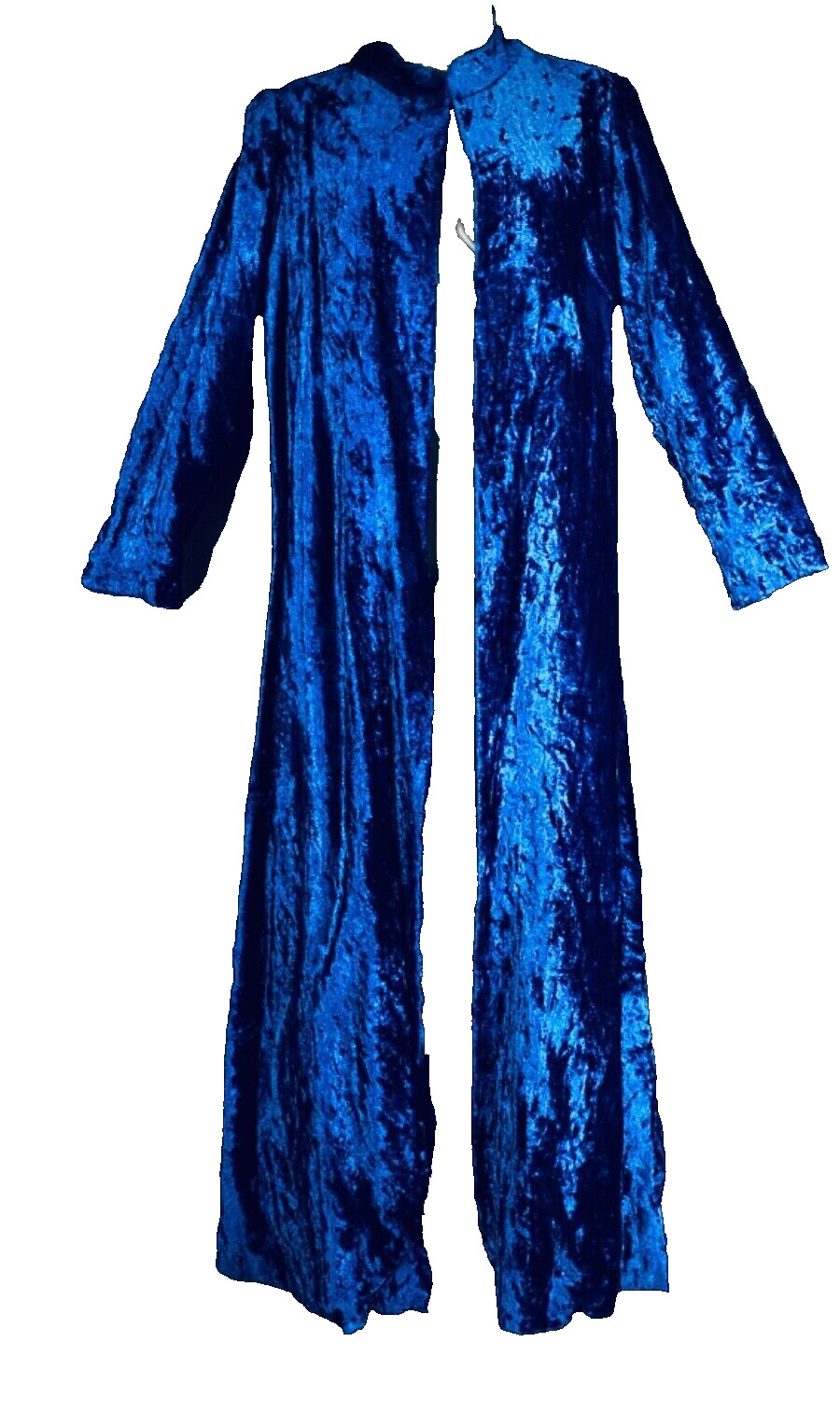 Vintage 1960s long blue crushed velvet jacket cobalt duster mod swing coat XS S