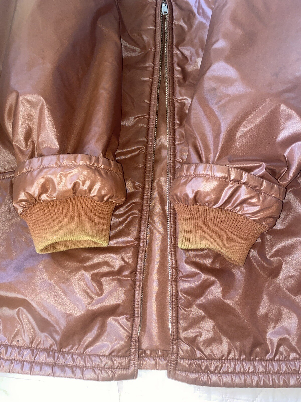 Vintage Roffe Brown 70s 80s Ski Puffer Coat Jacket Zip Up Insulated Womens Large