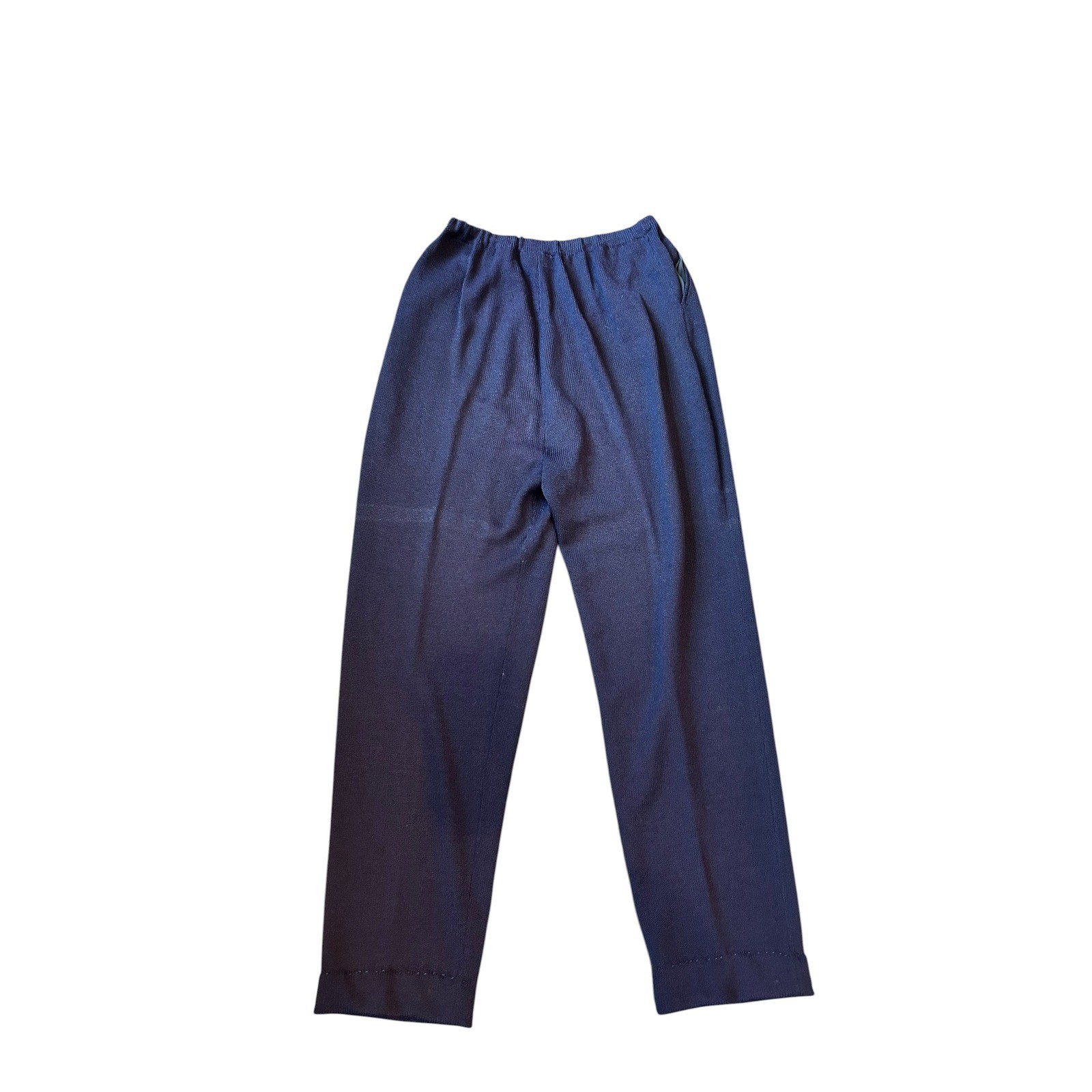 Vintage Marie St. John Navy Blue High Rise Knitted Pants Straight Leg Waist 27