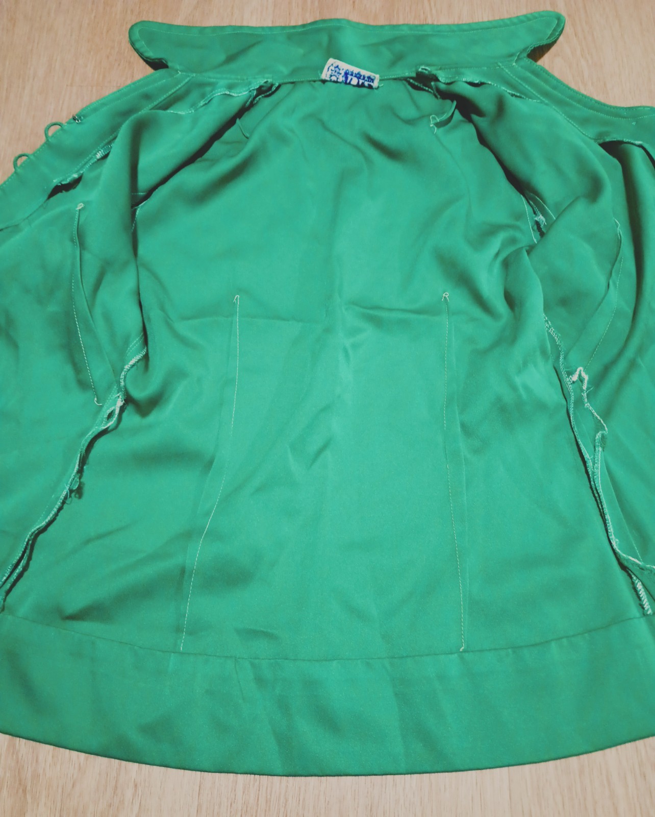 Vtg 60s LIZ Kelly Green Fitted Blouse Button Down Top MOD Career Business S