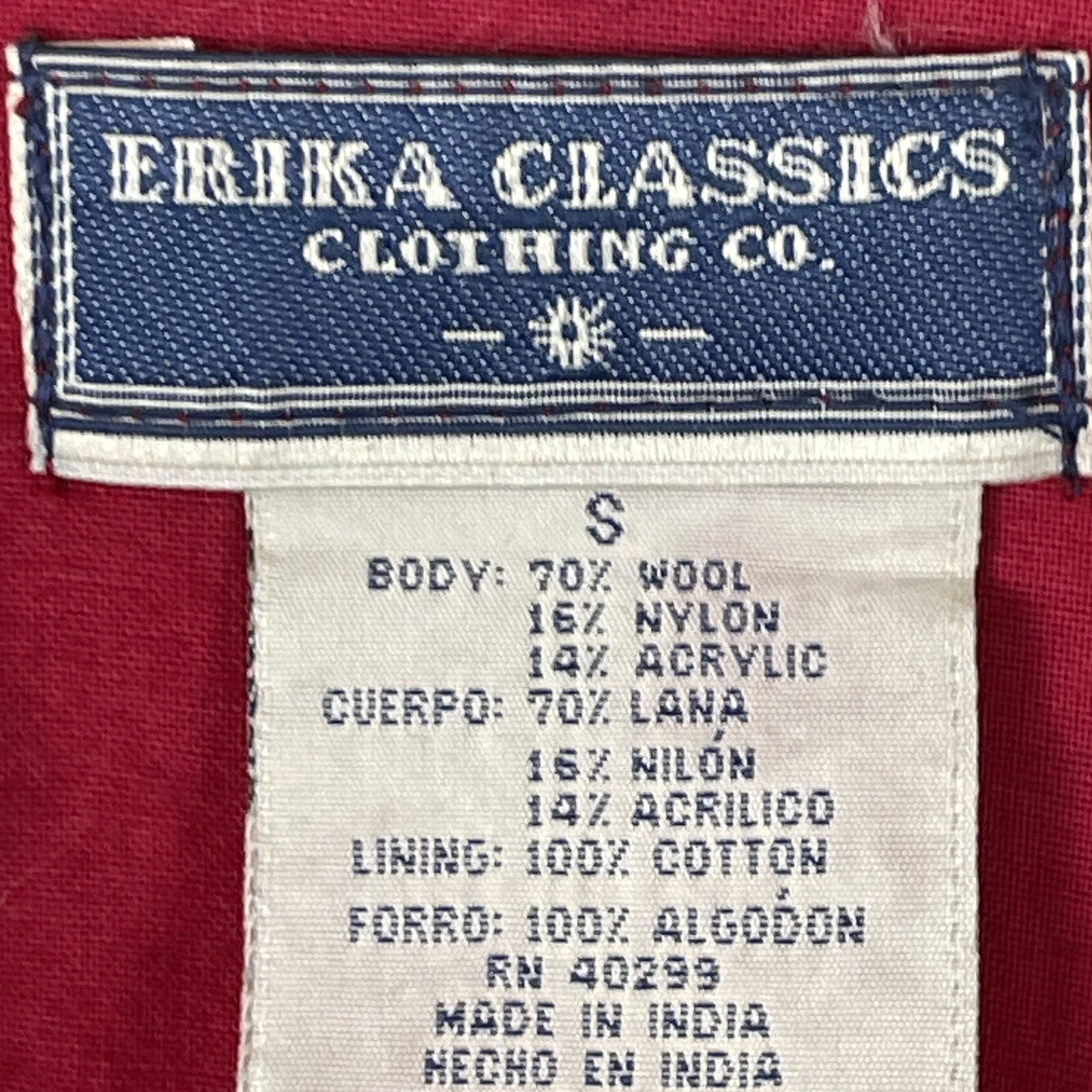 Vintage Erica Classics Womens Felted Wool Bavarian Style Vest Red Size Small
